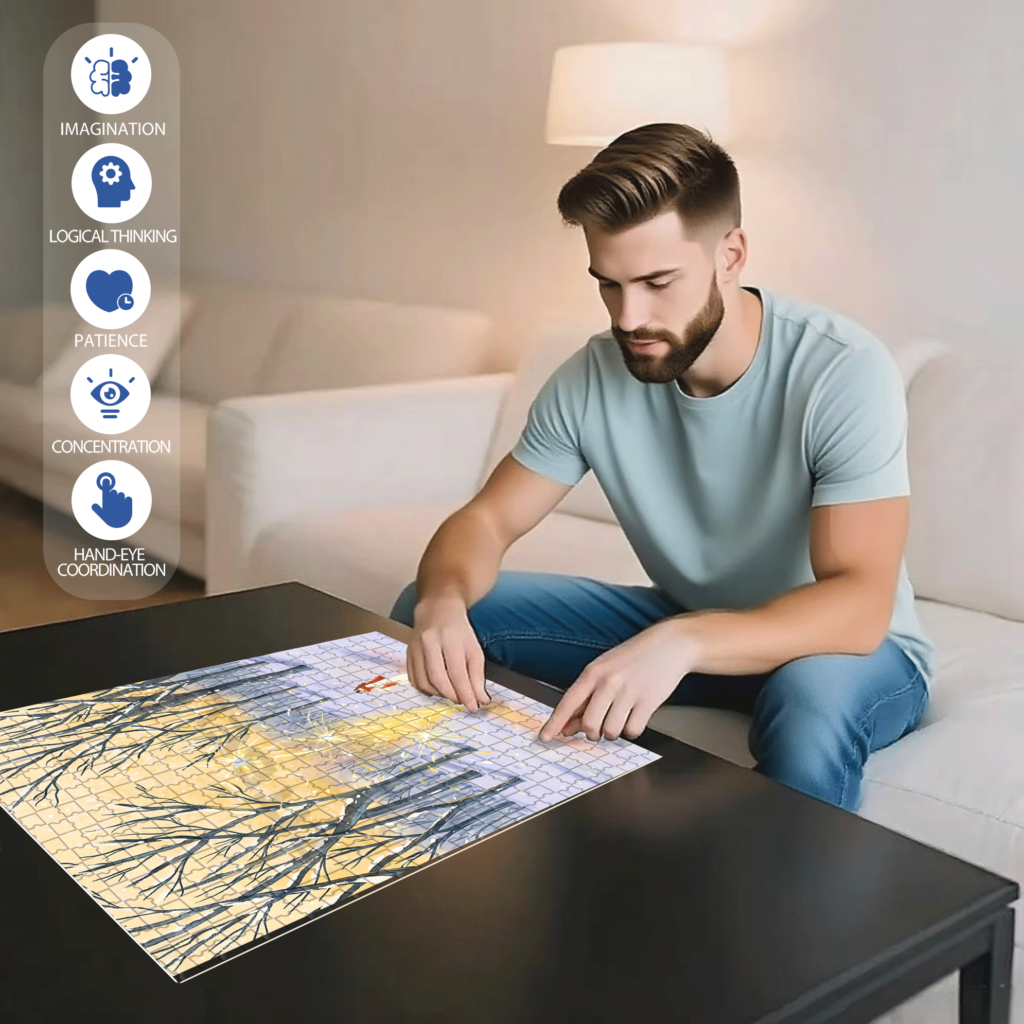 Let's Set Off Fireworks 500pcs/1000pcs Jigsaw Puzzle, Scratch-Resistant, Interactive Family Game & Brain-Boosting DIY Decor, Perfect for Halloween, Christmas & New Year Gifts, Family Puzzle Game