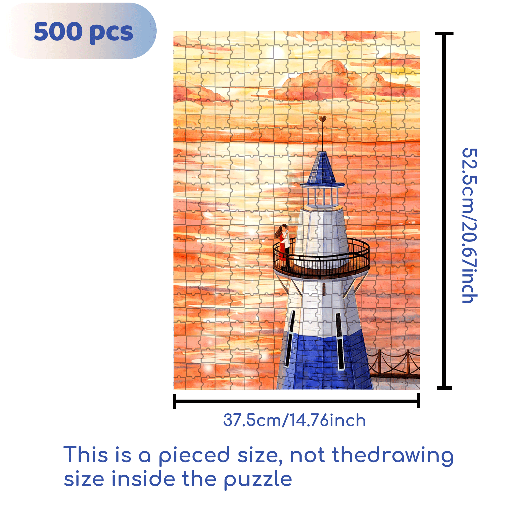 Lover Under The Sunset 500pcs/1000pcs Jigsaw Puzzle, Scratch-Resistant, Interactive Family Game & Brain-Boosting DIY Decor, Perfect for Halloween, Christmas & New Year Gifts, Family Puzzle Game
