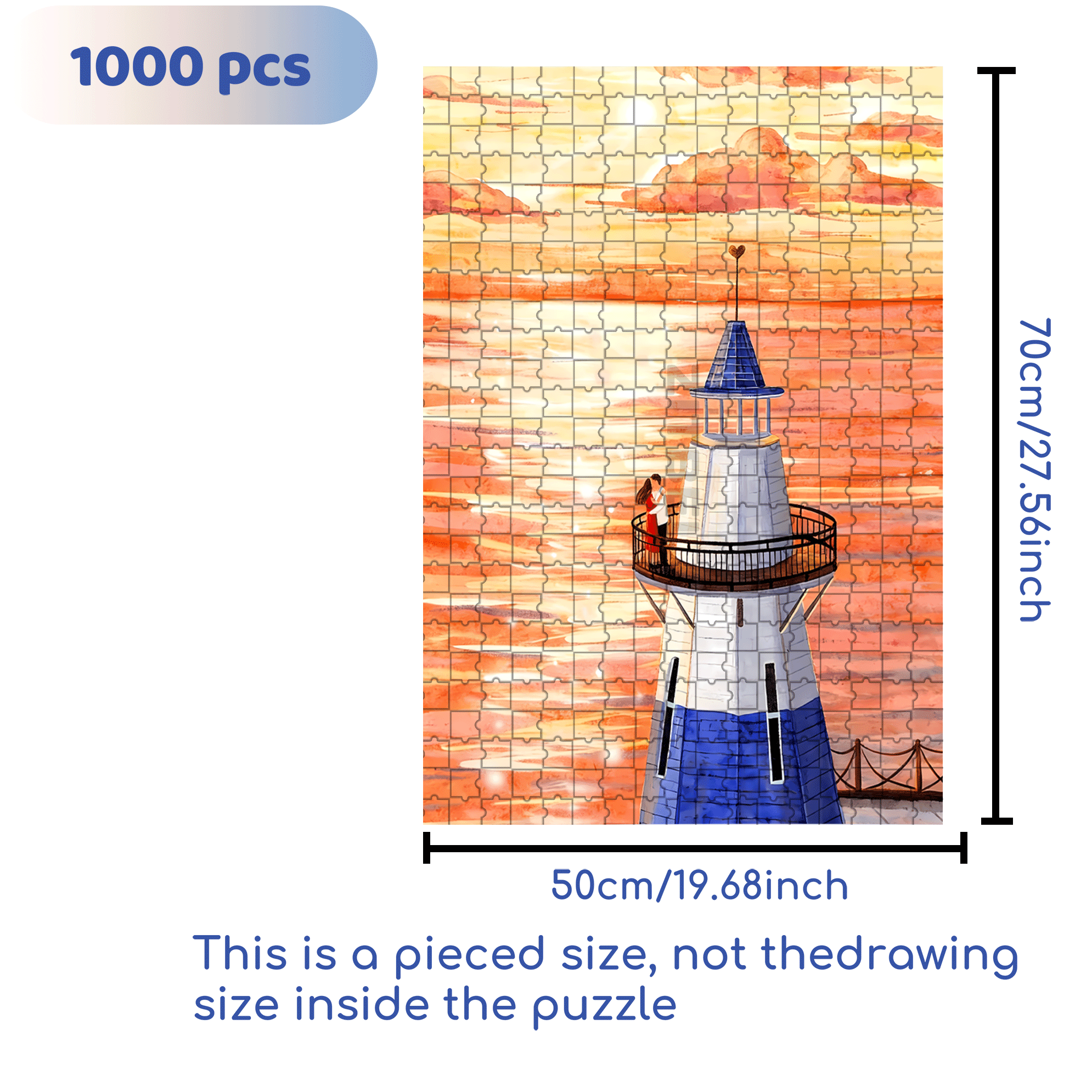 Lover Under The Sunset 500pcs/1000pcs Jigsaw Puzzle, Scratch-Resistant, Interactive Family Game & Brain-Boosting DIY Decor, Perfect for Halloween, Christmas & New Year Gifts, Family Puzzle Game