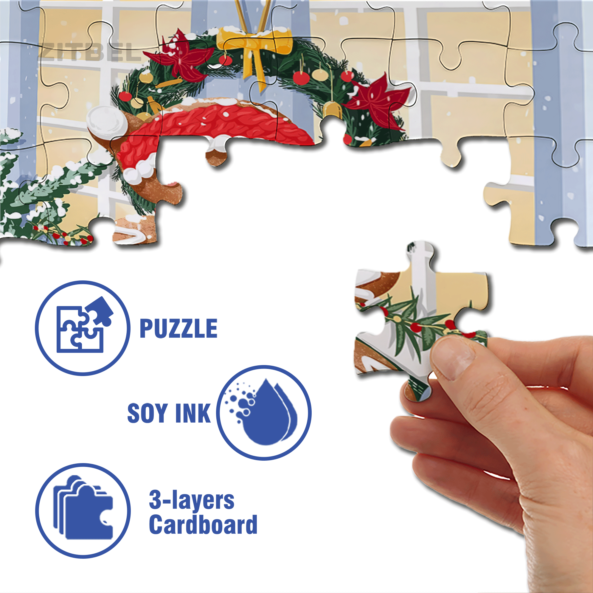 Lucky Gingerbread 500pcs/1000pcs Jigsaw Puzzle, Scratch-Resistant, Interactive Family Game & Brain-Boosting DIY Decor, Perfect for Halloween, Christmas & New Year Gifts, Family Puzzle Game
