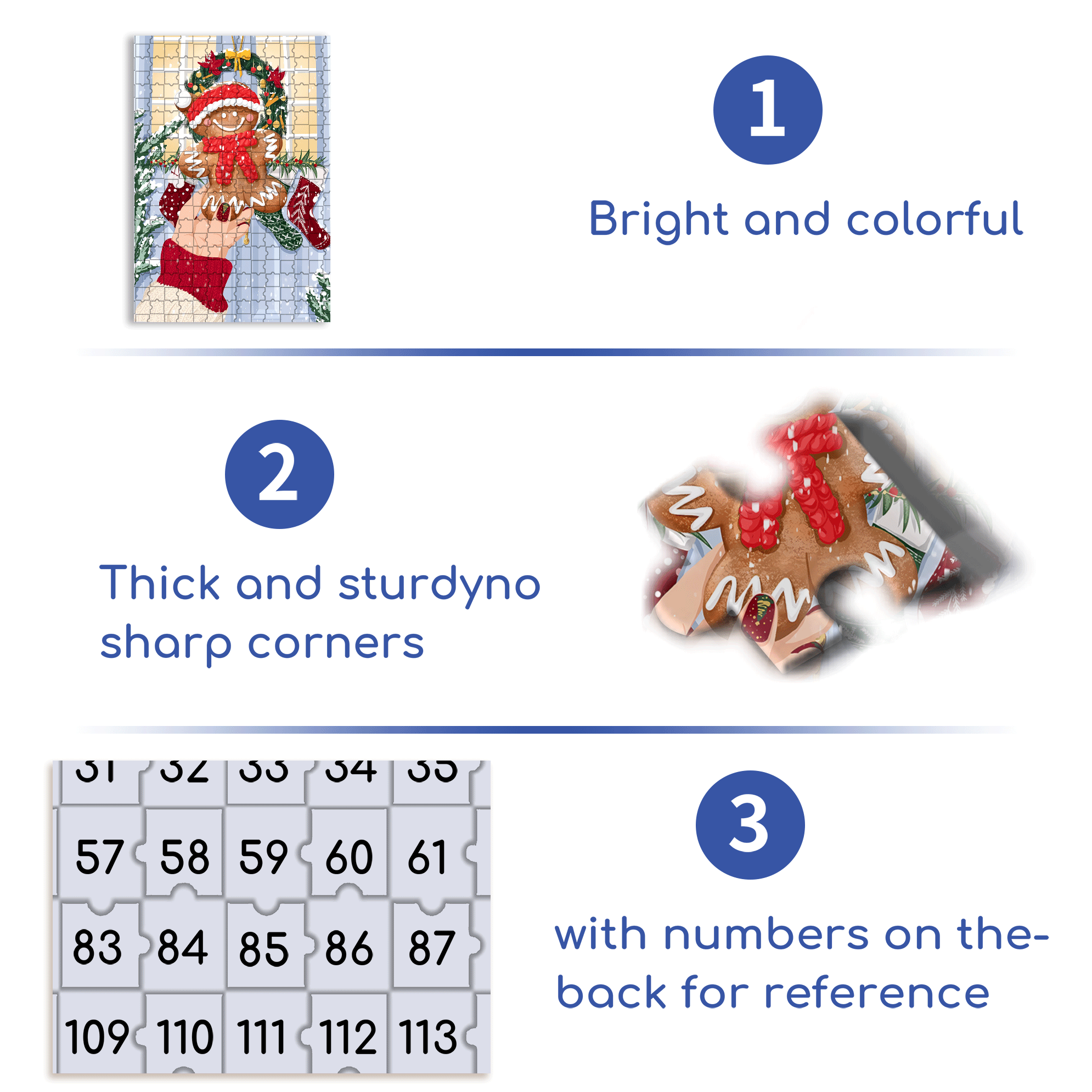 Lucky Gingerbread 500pcs/1000pcs Jigsaw Puzzle, Scratch-Resistant, Interactive Family Game & Brain-Boosting DIY Decor, Perfect for Halloween, Christmas & New Year Gifts, Family Puzzle Game