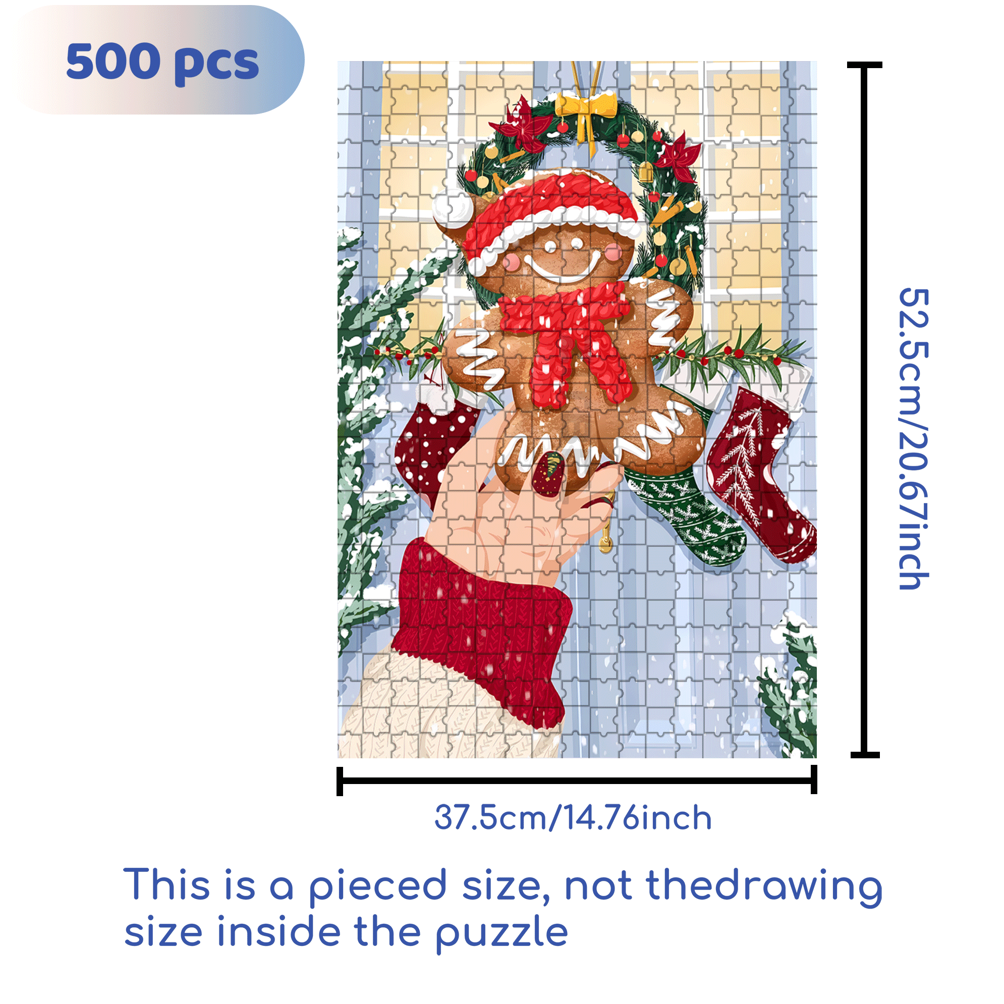 Lucky Gingerbread 500pcs/1000pcs Jigsaw Puzzle, Scratch-Resistant, Interactive Family Game & Brain-Boosting DIY Decor, Perfect for Halloween, Christmas & New Year Gifts, Family Puzzle Game