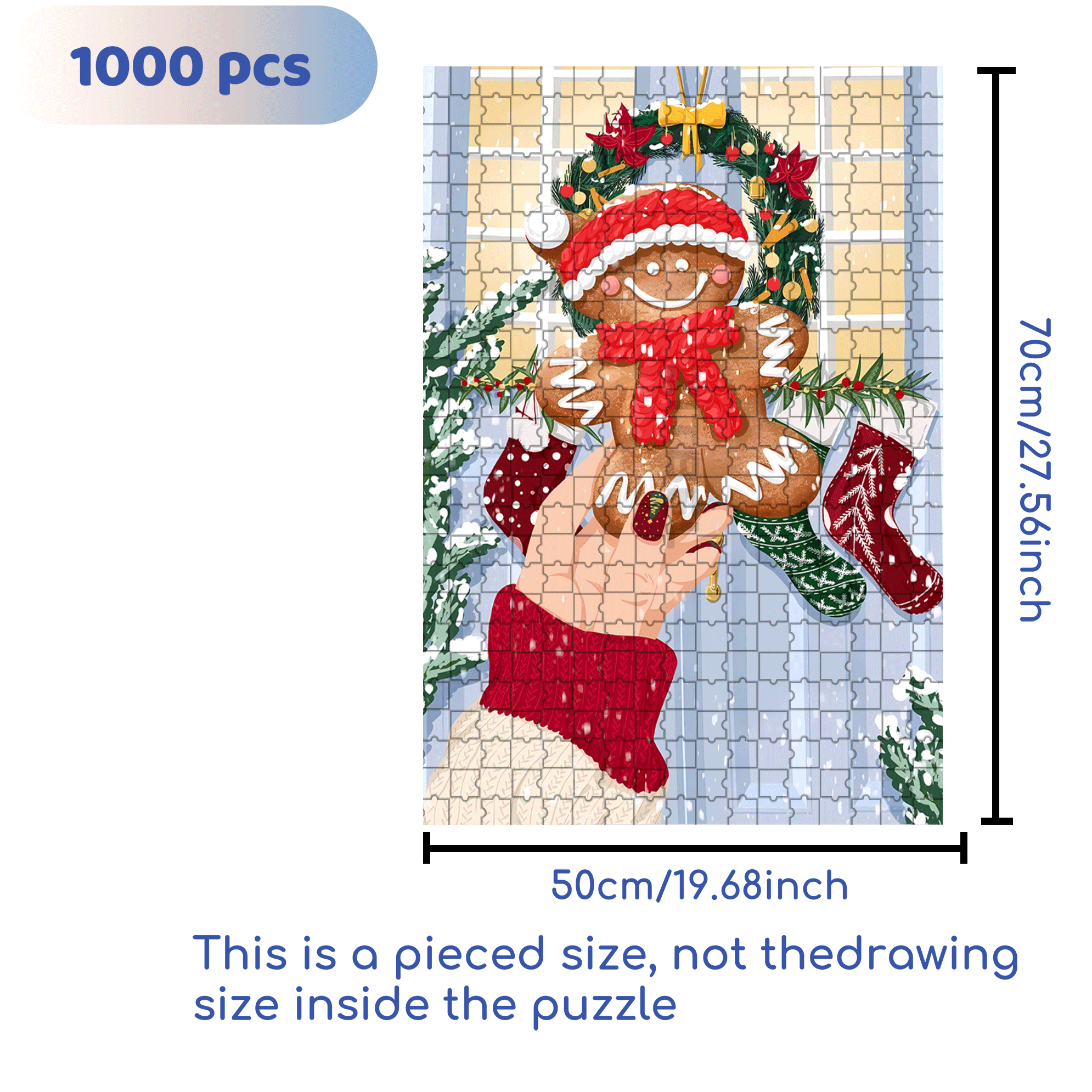 Lucky Gingerbread 500pcs/1000pcs Jigsaw Puzzle, Scratch-Resistant, Interactive Family Game & Brain-Boosting DIY Decor, Perfect for Halloween, Christmas & New Year Gifts, Family Puzzle Game