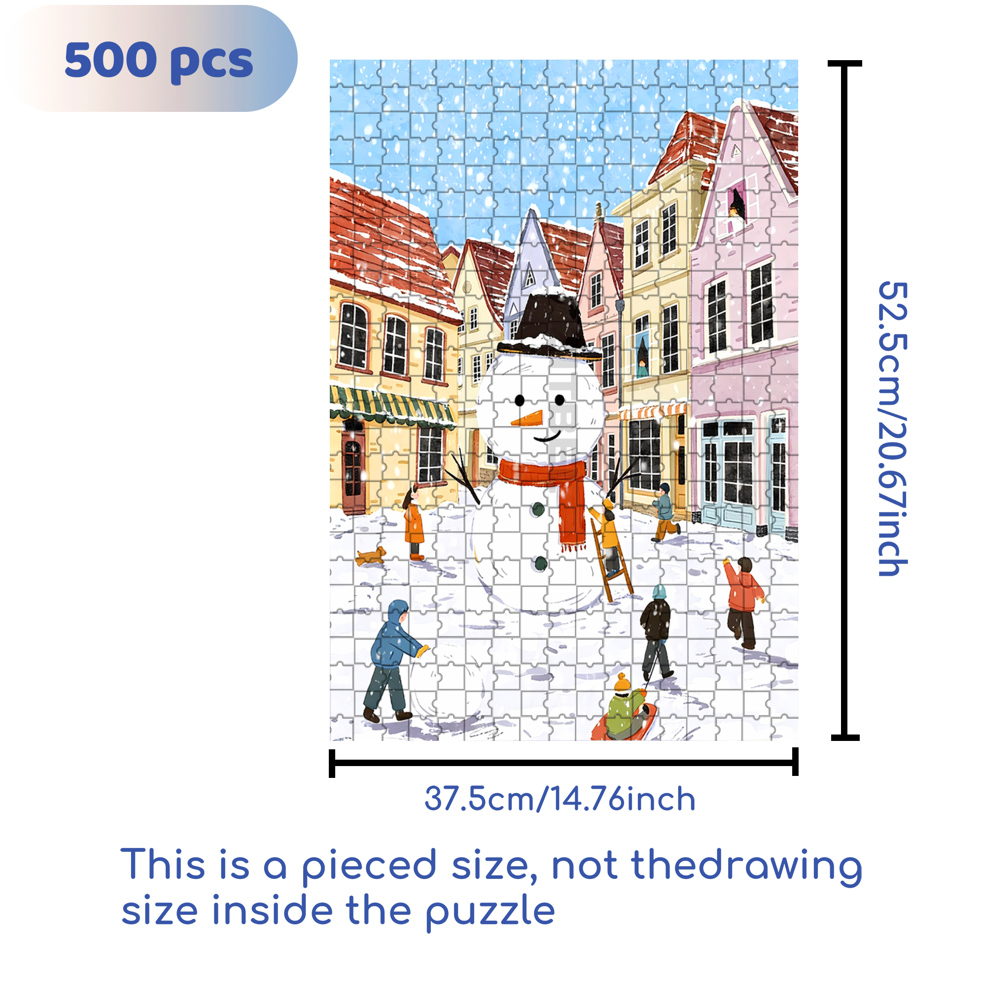Make A Big Snowman 500pcs/1000pcs Jigsaw Puzzle, Scratch-Resistant, Interactive Family Game & Brain-Boosting DIY Decor, Perfect for Halloween, Christmas & New Year Gifts, Family Puzzle Game