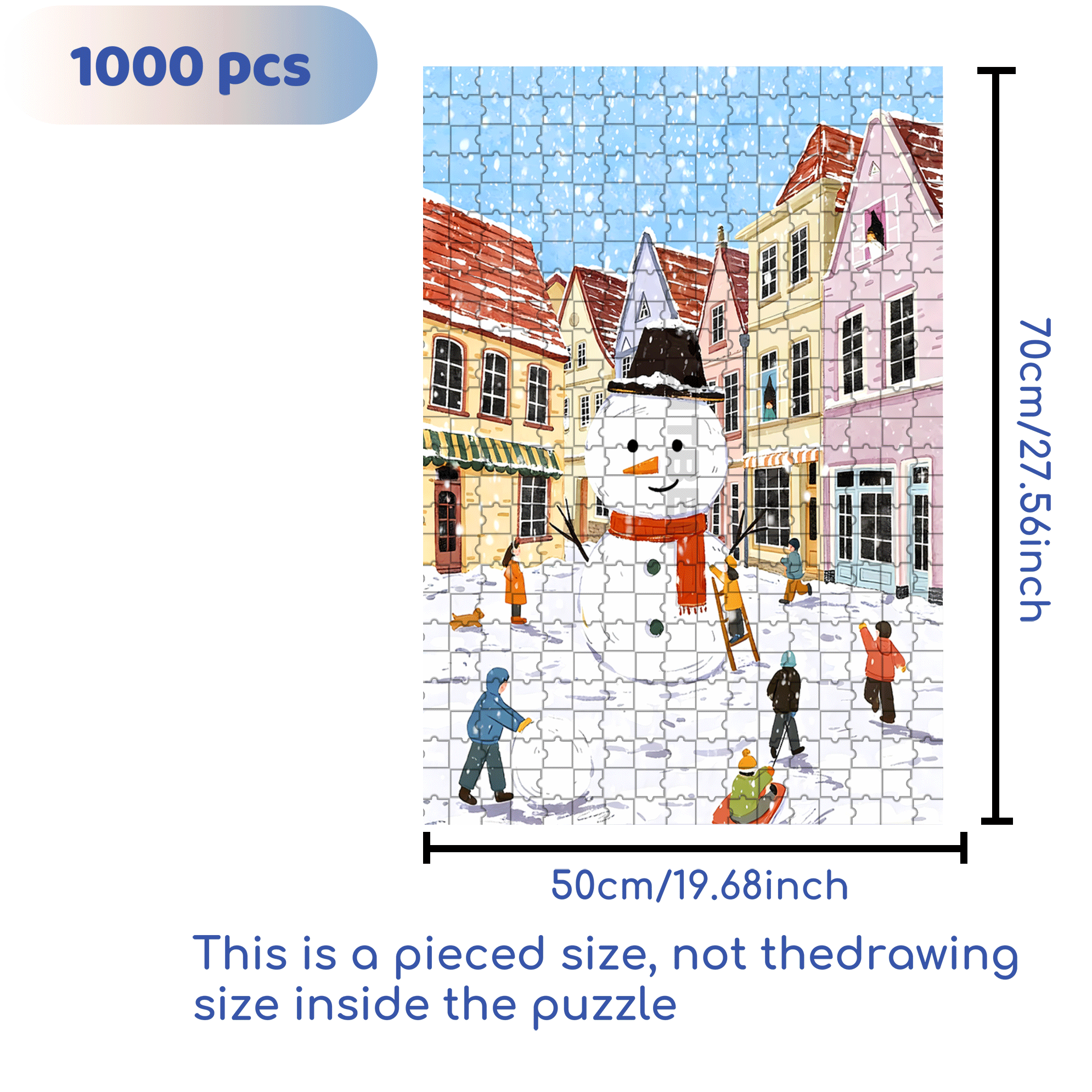 Make A Big Snowman 500pcs/1000pcs Jigsaw Puzzle, Scratch-Resistant, Interactive Family Game & Brain-Boosting DIY Decor, Perfect for Halloween, Christmas & New Year Gifts, Family Puzzle Game