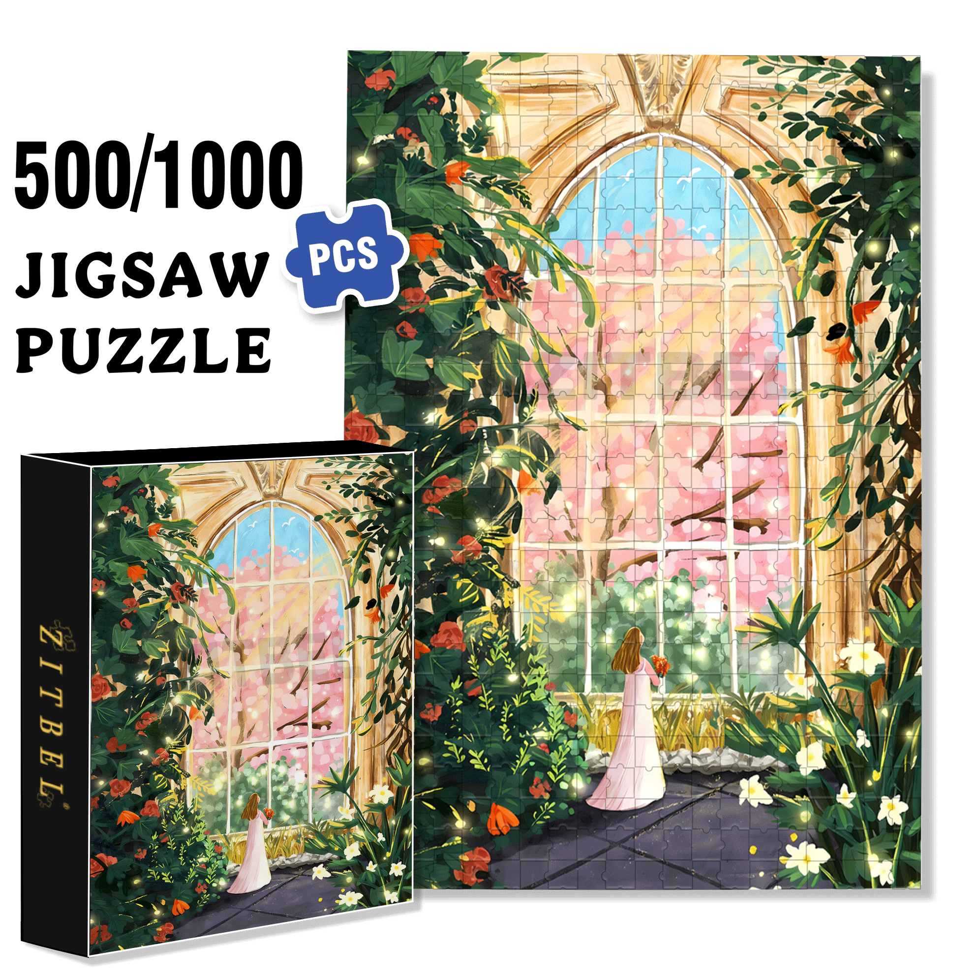 Manor Girl 500pcs/1000pcs Jigsaw Puzzle, Scratch-Resistant, Interactive Family Game & Brain-Boosting DIY Decor, Perfect for Halloween, Christmas & New Year Gifts, Family Puzzle Game