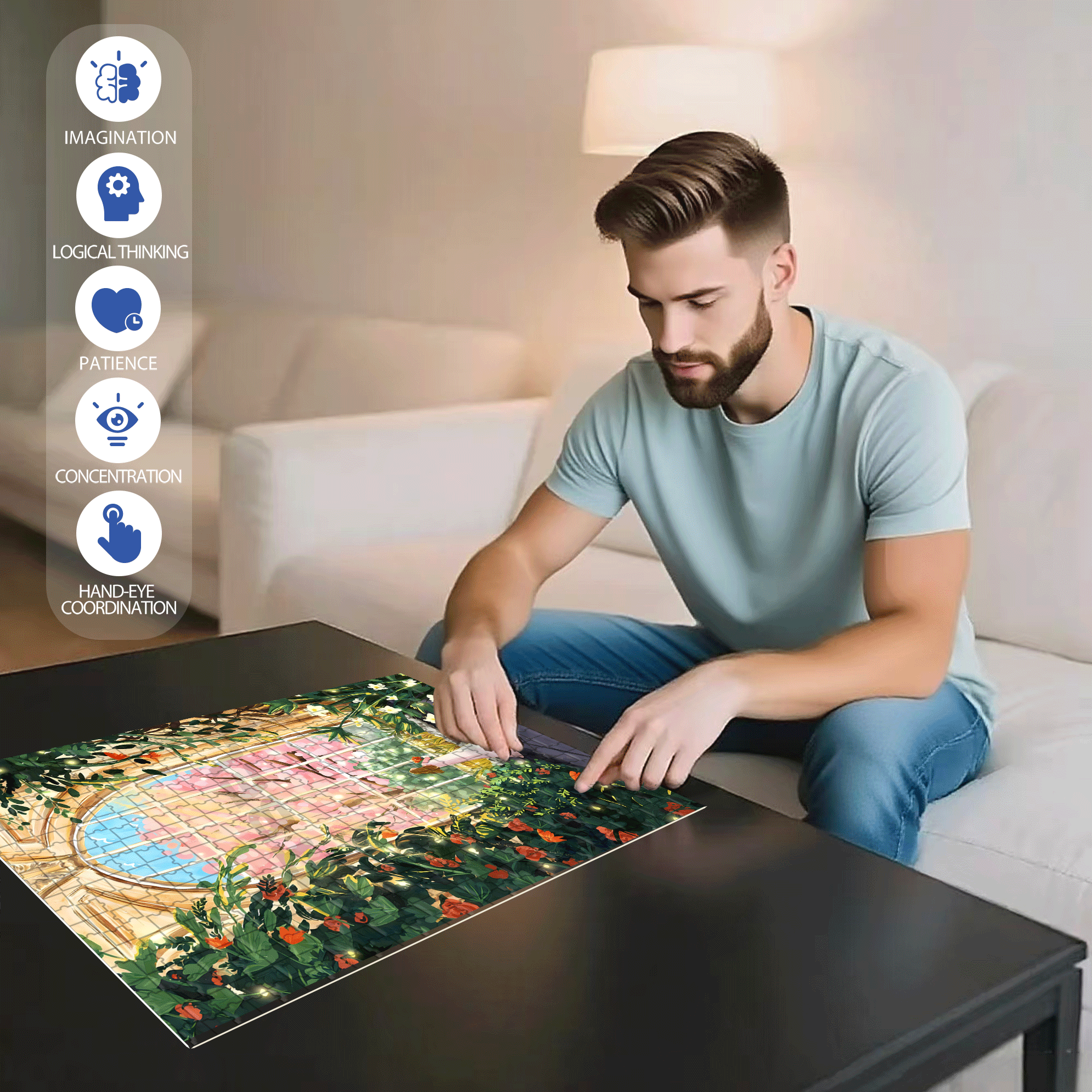 Manor Girl 500pcs/1000pcs Jigsaw Puzzle, Scratch-Resistant, Interactive Family Game & Brain-Boosting DIY Decor, Perfect for Halloween, Christmas & New Year Gifts, Family Puzzle Game