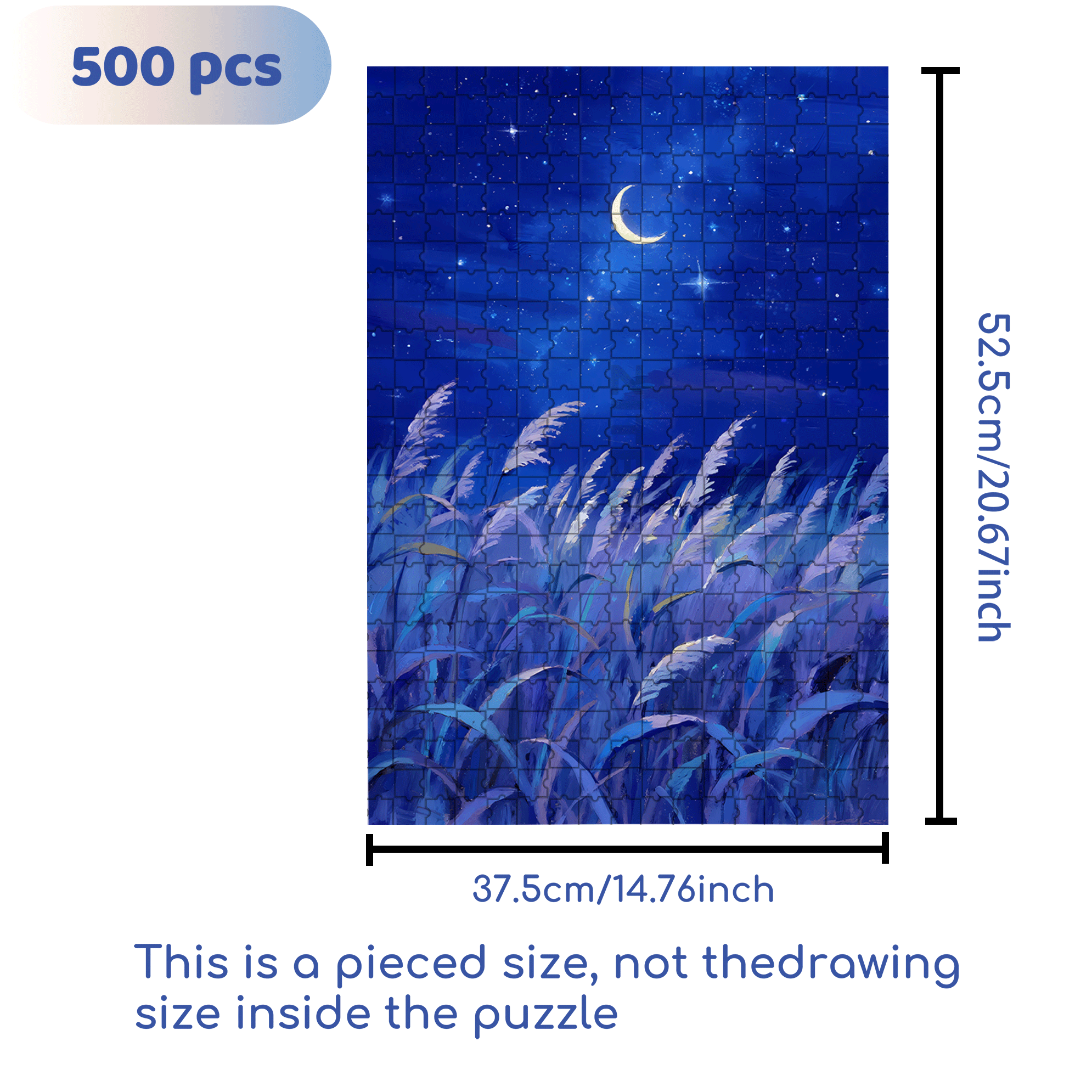 Moonlit Reed-Covered Shore 500pcs/1000pcs Jigsaw Puzzle, Scratch-Resistant, Interactive Family Game & Brain-Boosting DIY Decor, Perfect for Halloween, Christmas & New Year Gifts, Family Puzzle Game
