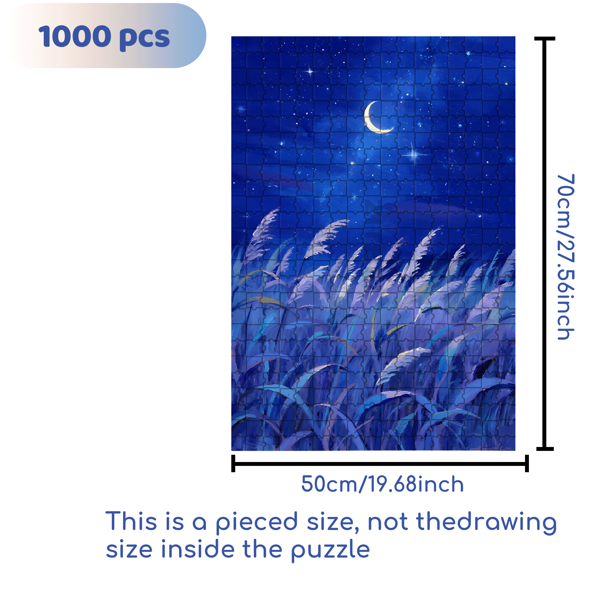 Moonlit Reed-Covered Shore 500pcs/1000pcs Jigsaw Puzzle, Scratch-Resistant, Interactive Family Game & Brain-Boosting DIY Decor, Perfect for Halloween, Christmas & New Year Gifts, Family Puzzle Game