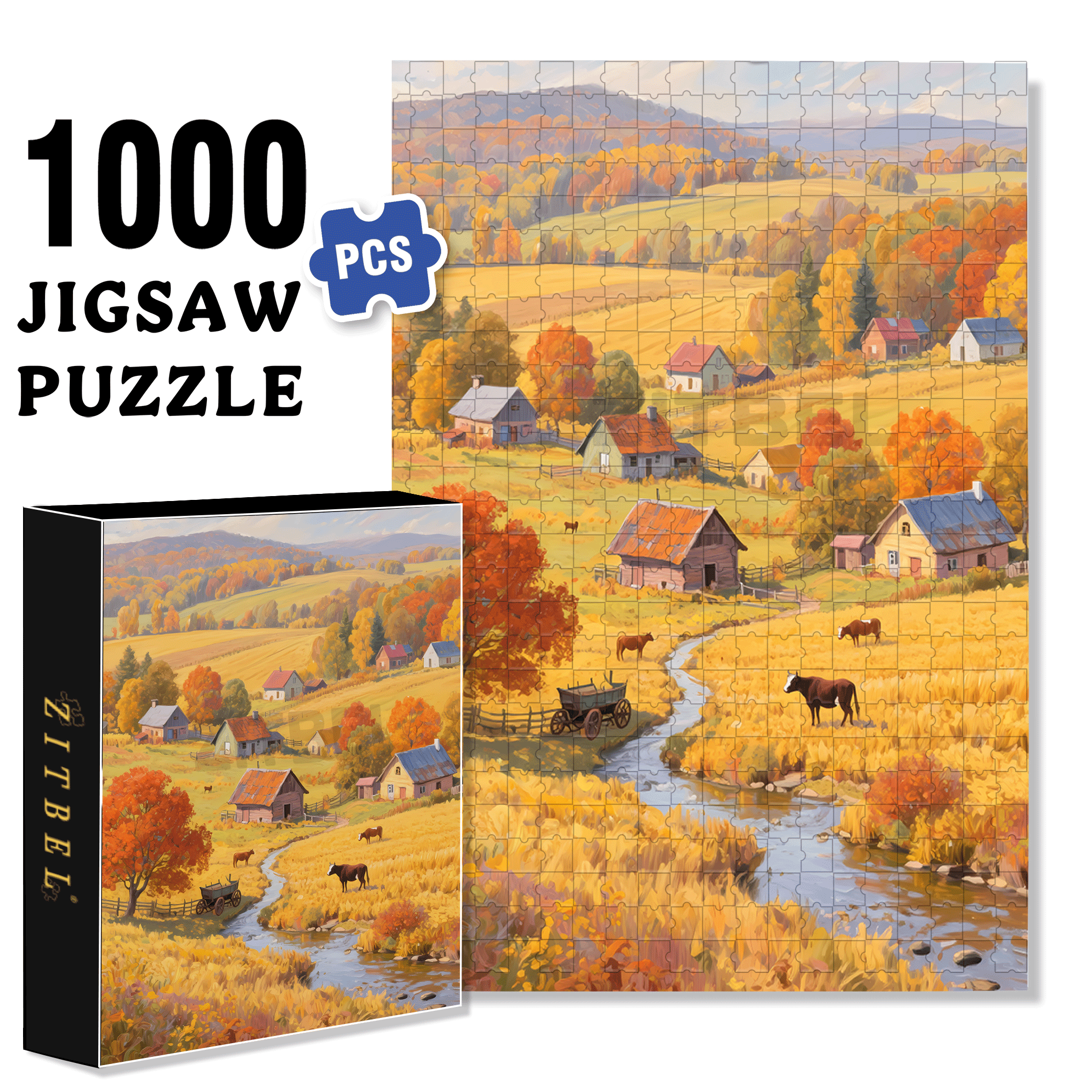 Muniu Valley 500pcs/1000pcs Jigsaw Puzzle, Scratch-Resistant, Interactive Family Game & Brain-Boosting DIY Decor, Perfect for Halloween, Christmas & New Year Gifts, Family Puzzle Game