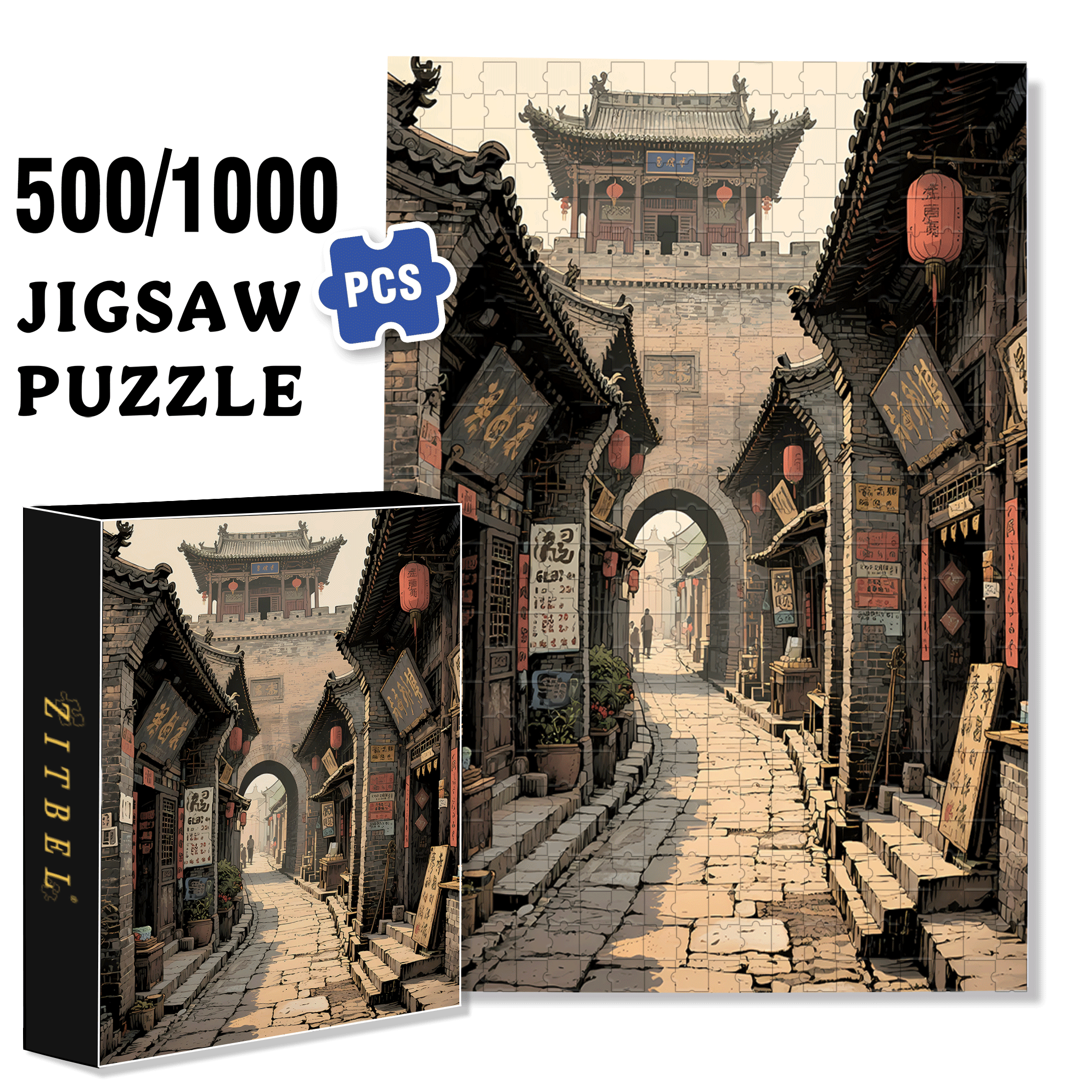 Narrow Winding Path 500pcs/1000pcs Jigsaw Puzzle, Scratch-Resistant, Interactive Family Game & Brain-Boosting DIY Decor, Perfect for Halloween, Christmas & New Year Gifts, Family Puzzle Game