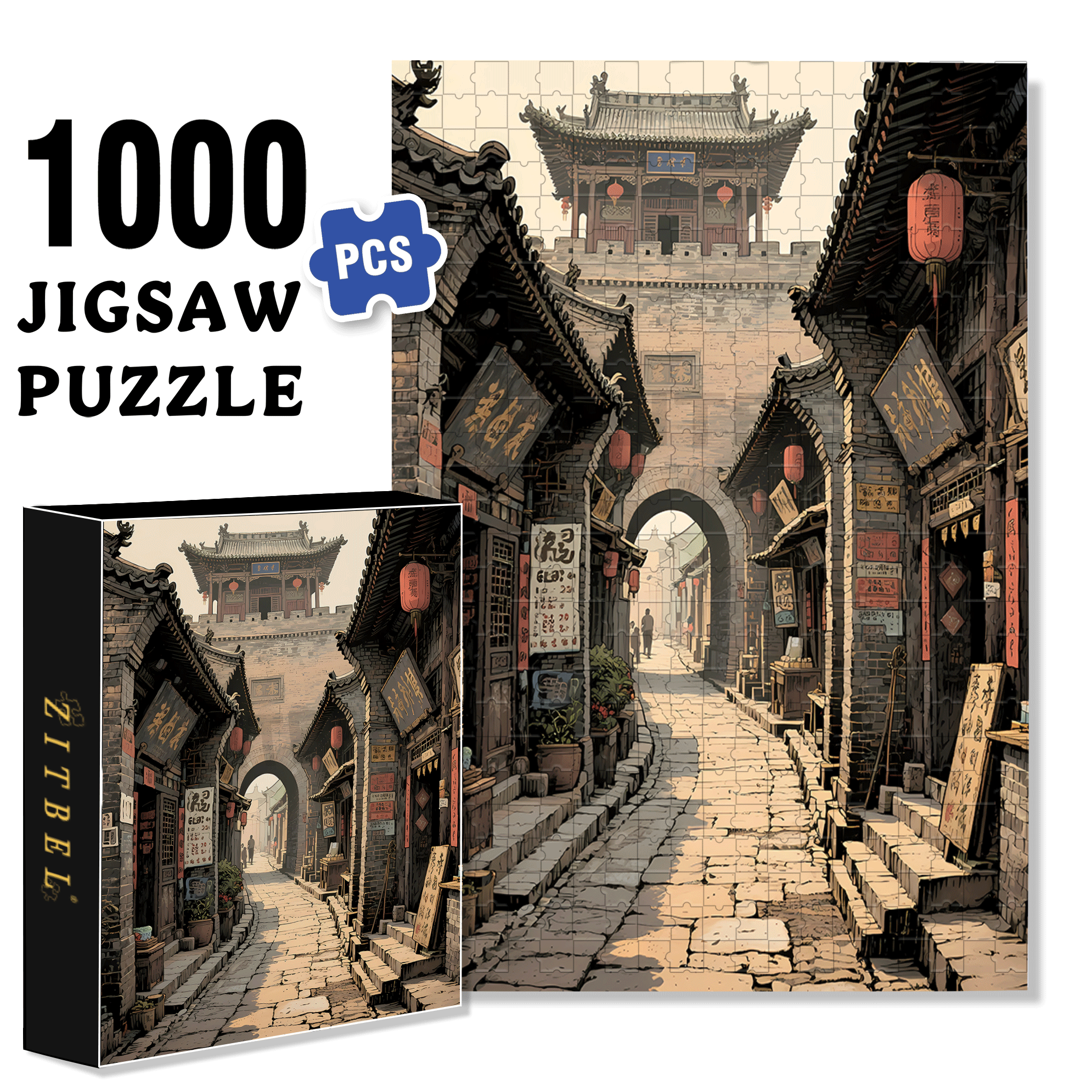 Narrow Winding Path 500pcs/1000pcs Jigsaw Puzzle, Scratch-Resistant, Interactive Family Game & Brain-Boosting DIY Decor, Perfect for Halloween, Christmas & New Year Gifts, Family Puzzle Game