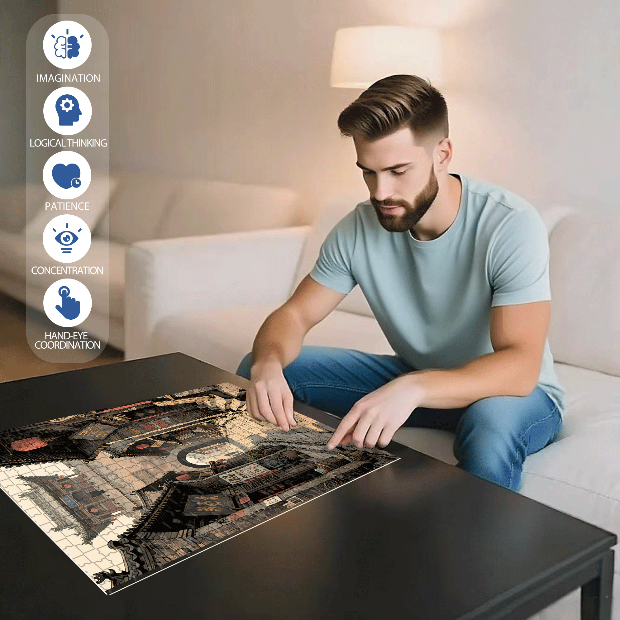 Narrow Winding Path 500pcs/1000pcs Jigsaw Puzzle, Scratch-Resistant, Interactive Family Game & Brain-Boosting DIY Decor, Perfect for Halloween, Christmas & New Year Gifts, Family Puzzle Game