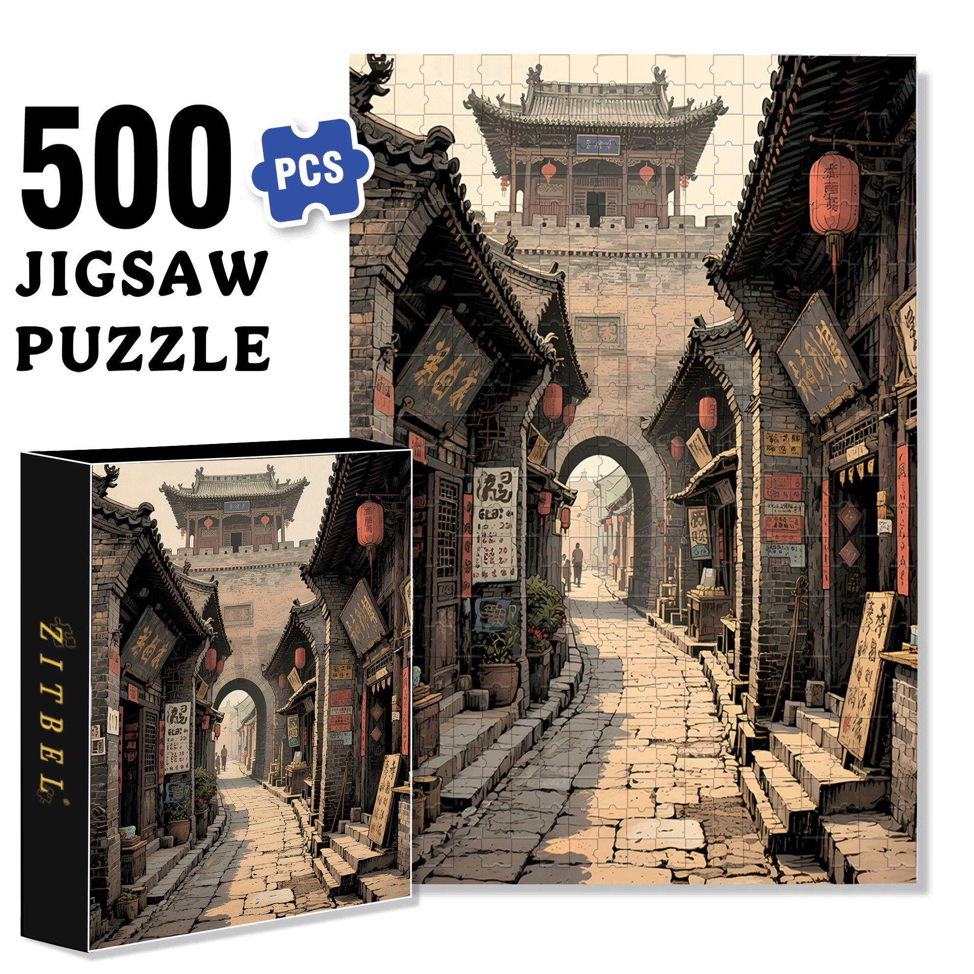 Narrow Winding Path 500pcs/1000pcs Jigsaw Puzzle, Scratch-Resistant, Interactive Family Game & Brain-Boosting DIY Decor, Perfect for Halloween, Christmas & New Year Gifts, Family Puzzle Game