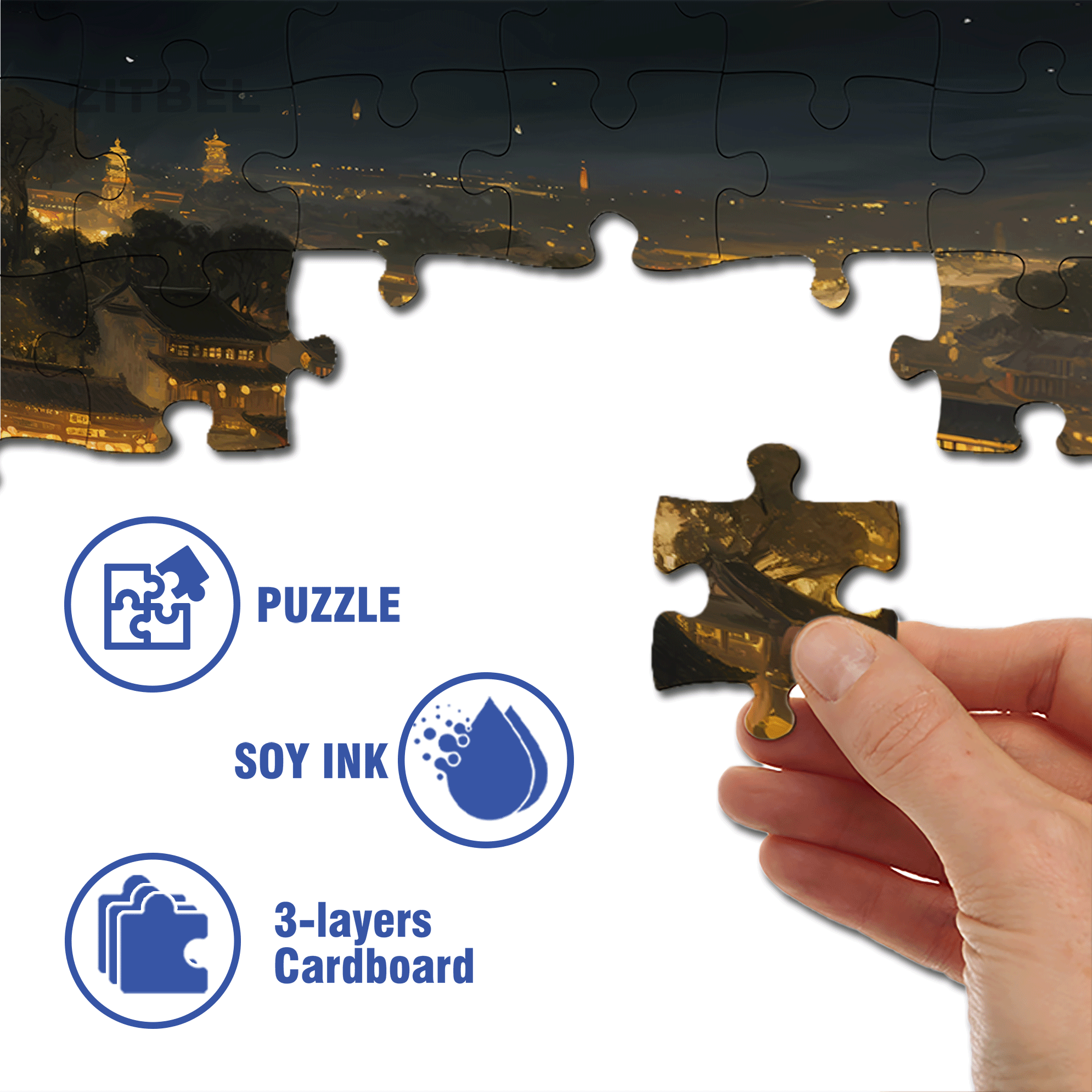 Night View Of The Ancient City 500pcs/1000pcs Jigsaw Puzzle, Scratch-Resistant, Interactive Family Game & Brain-Boosting DIY Decor, Perfect for Halloween, Christmas & New Year Gifts, Family Puzzle Game