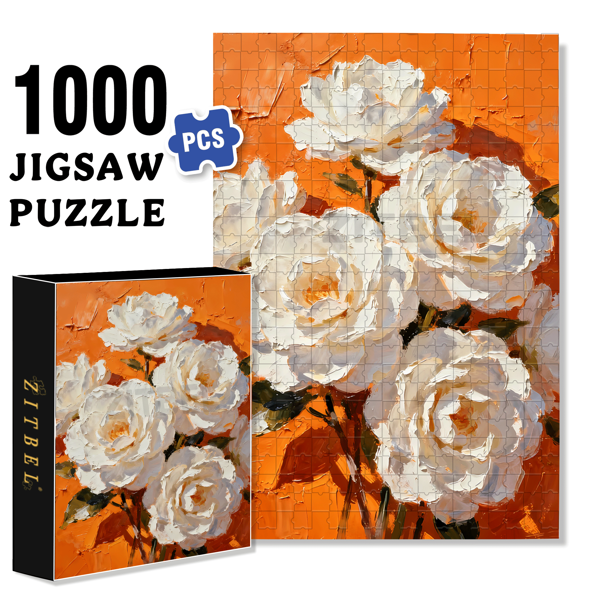 Oil Painting Style Flowers 500pcs/1000pcs Jigsaw Puzzle, Scratch-Resistant, Interactive Family Game & Brain-Boosting DIY Decor, Perfect for Halloween, Christmas & New Year Gifts, Family Puzzle Game