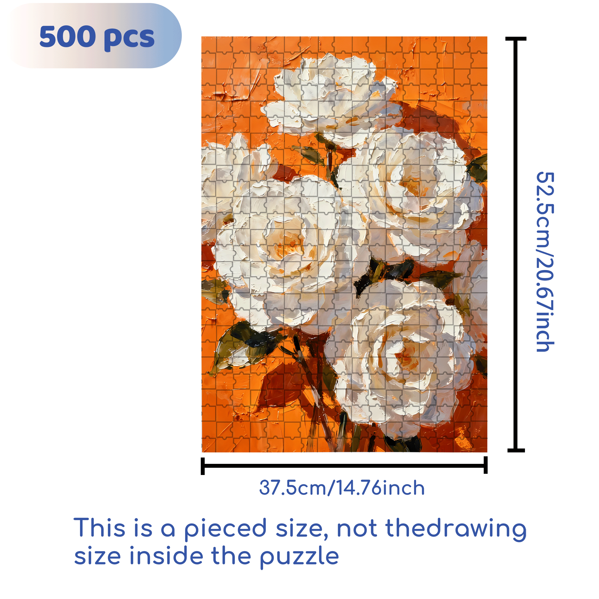 Oil Painting Style Flowers 500pcs/1000pcs Jigsaw Puzzle, Scratch-Resistant, Interactive Family Game & Brain-Boosting DIY Decor, Perfect for Halloween, Christmas & New Year Gifts, Family Puzzle Game