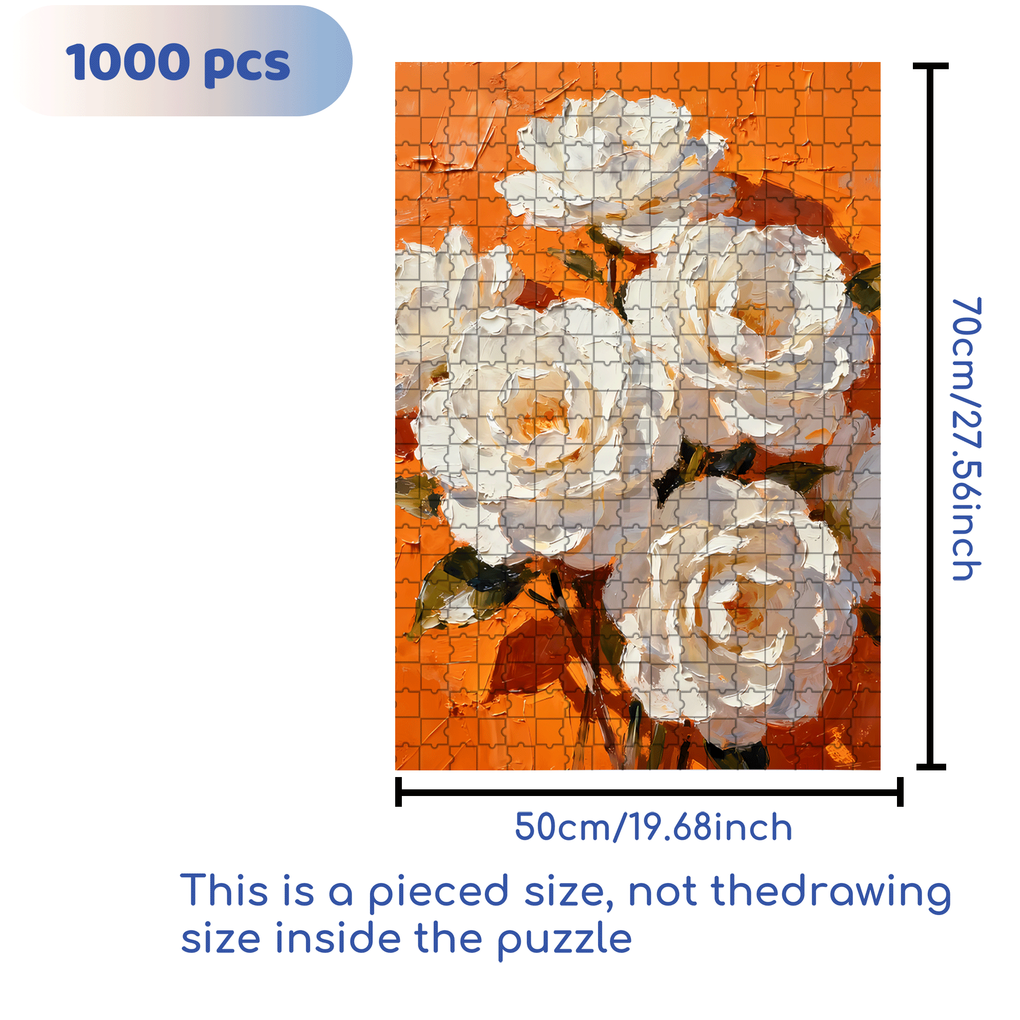 Oil Painting Style Flowers 500pcs/1000pcs Jigsaw Puzzle, Scratch-Resistant, Interactive Family Game & Brain-Boosting DIY Decor, Perfect for Halloween, Christmas & New Year Gifts, Family Puzzle Game