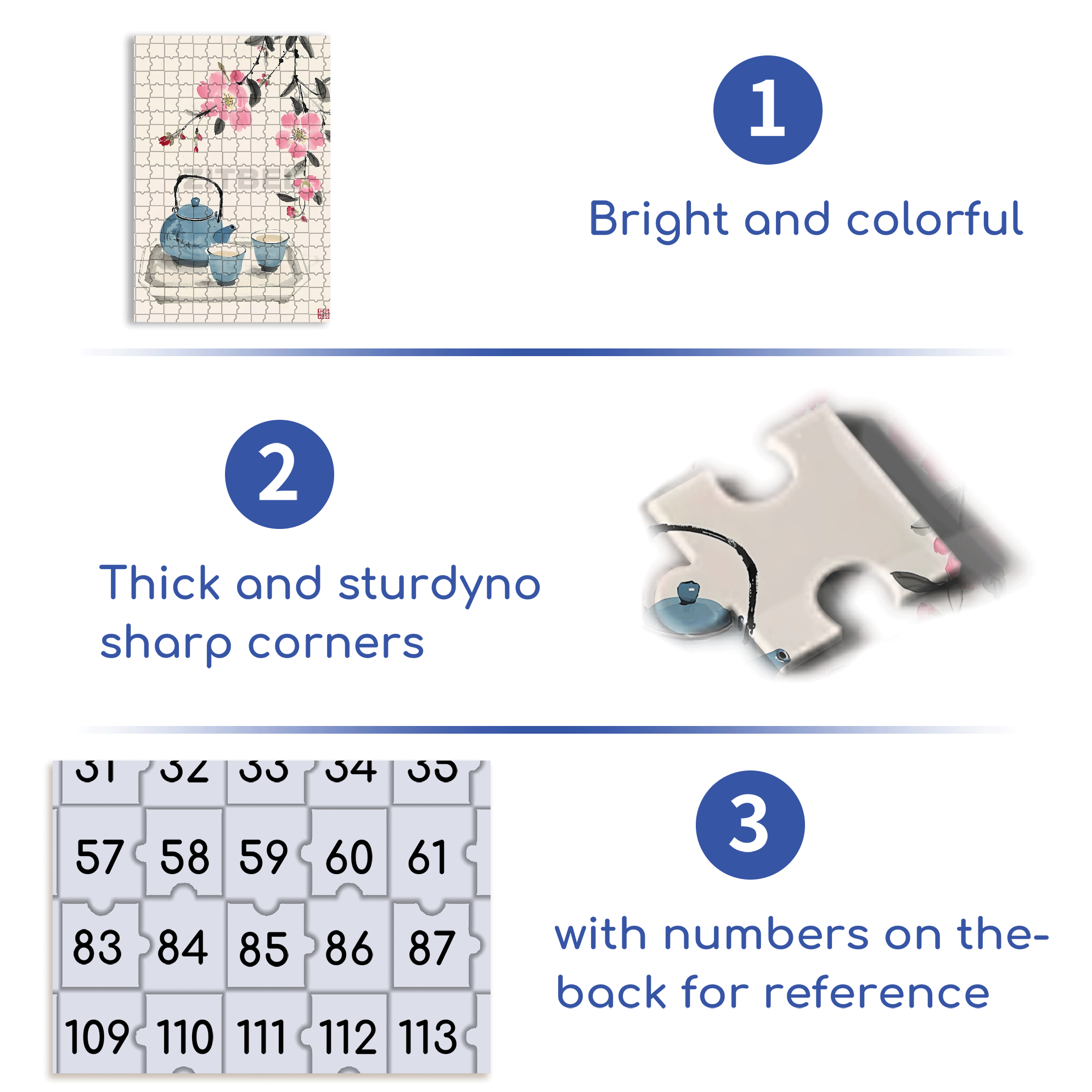 Peach blossoms & Tea 500pcs/1000pcs Jigsaw Puzzle, Scratch-Resistant, Interactive Family Game & Brain-Boosting DIY Decor, Perfect for Halloween, Christmas & New Year Gifts, Family Puzzle Game