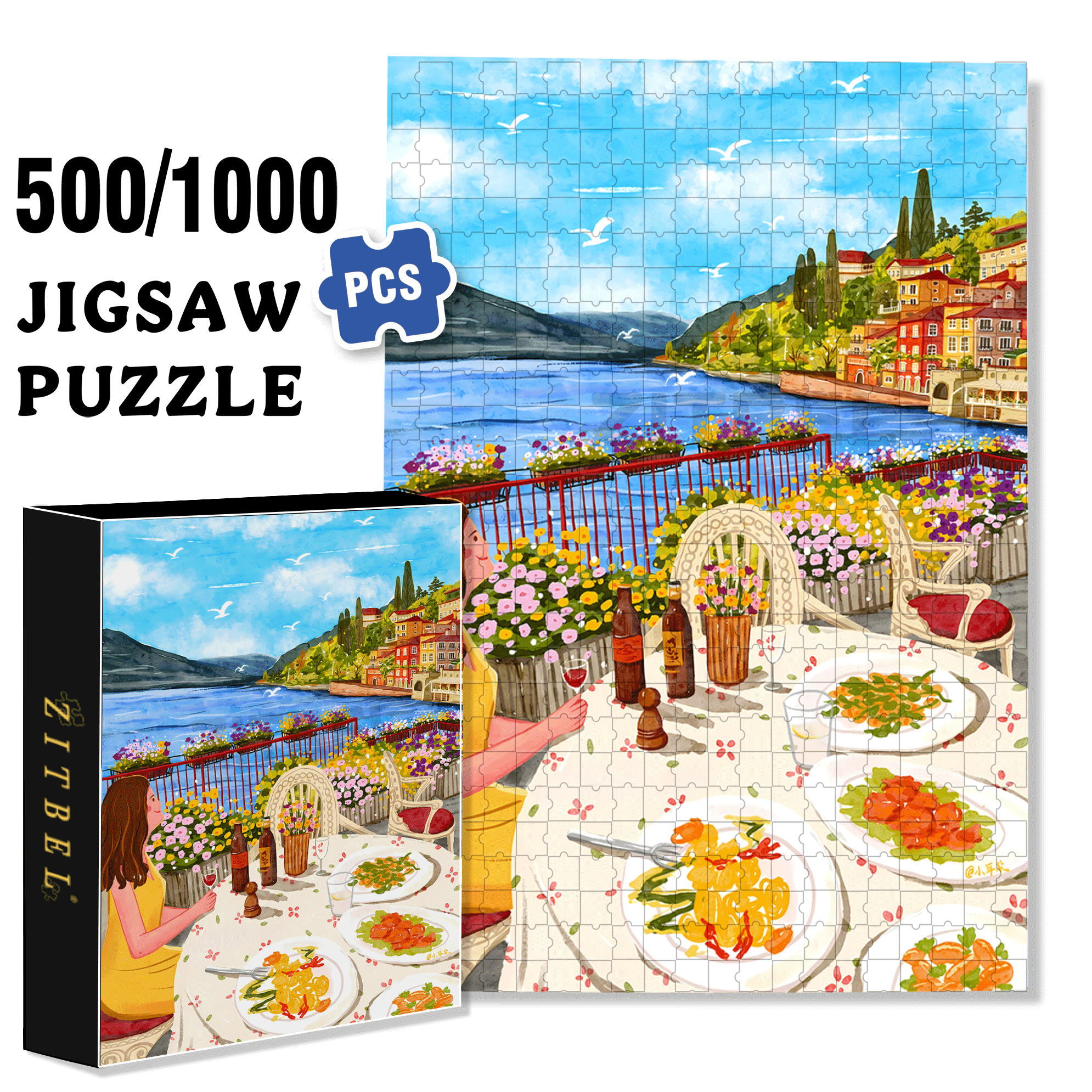 Pleasant 500pcs/1000pcs Jigsaw Puzzle, Scratch-Resistant, Interactive Family Game & Brain-Boosting DIY Decor, Perfect for Halloween, Christmas & New Year Gifts, Family Puzzle Game