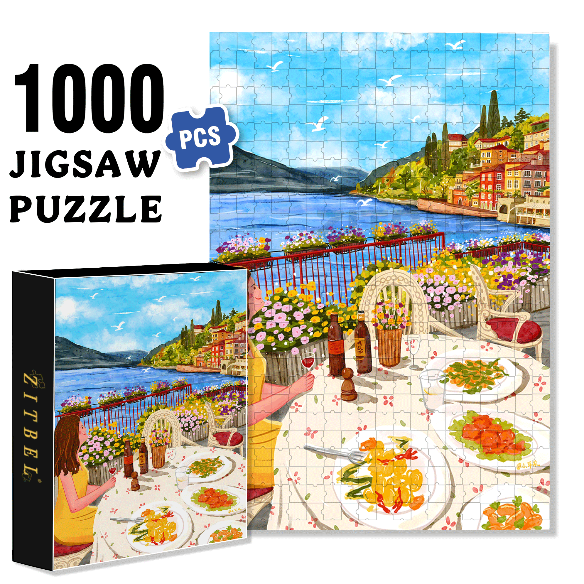 Pleasant 500pcs/1000pcs Jigsaw Puzzle, Scratch-Resistant, Interactive Family Game & Brain-Boosting DIY Decor, Perfect for Halloween, Christmas & New Year Gifts, Family Puzzle Game