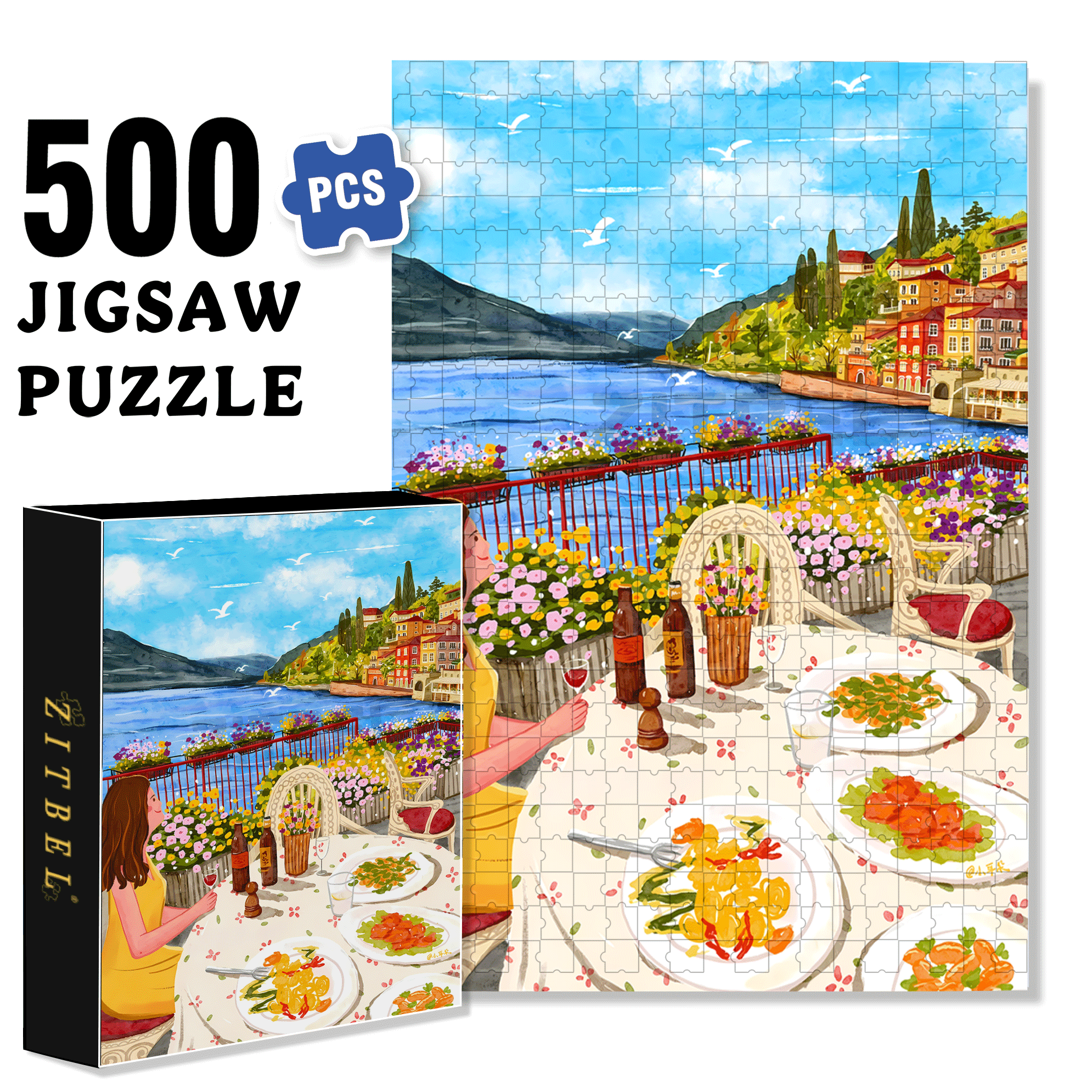 Pleasant 500pcs/1000pcs Jigsaw Puzzle, Scratch-Resistant, Interactive Family Game & Brain-Boosting DIY Decor, Perfect for Halloween, Christmas & New Year Gifts, Family Puzzle Game