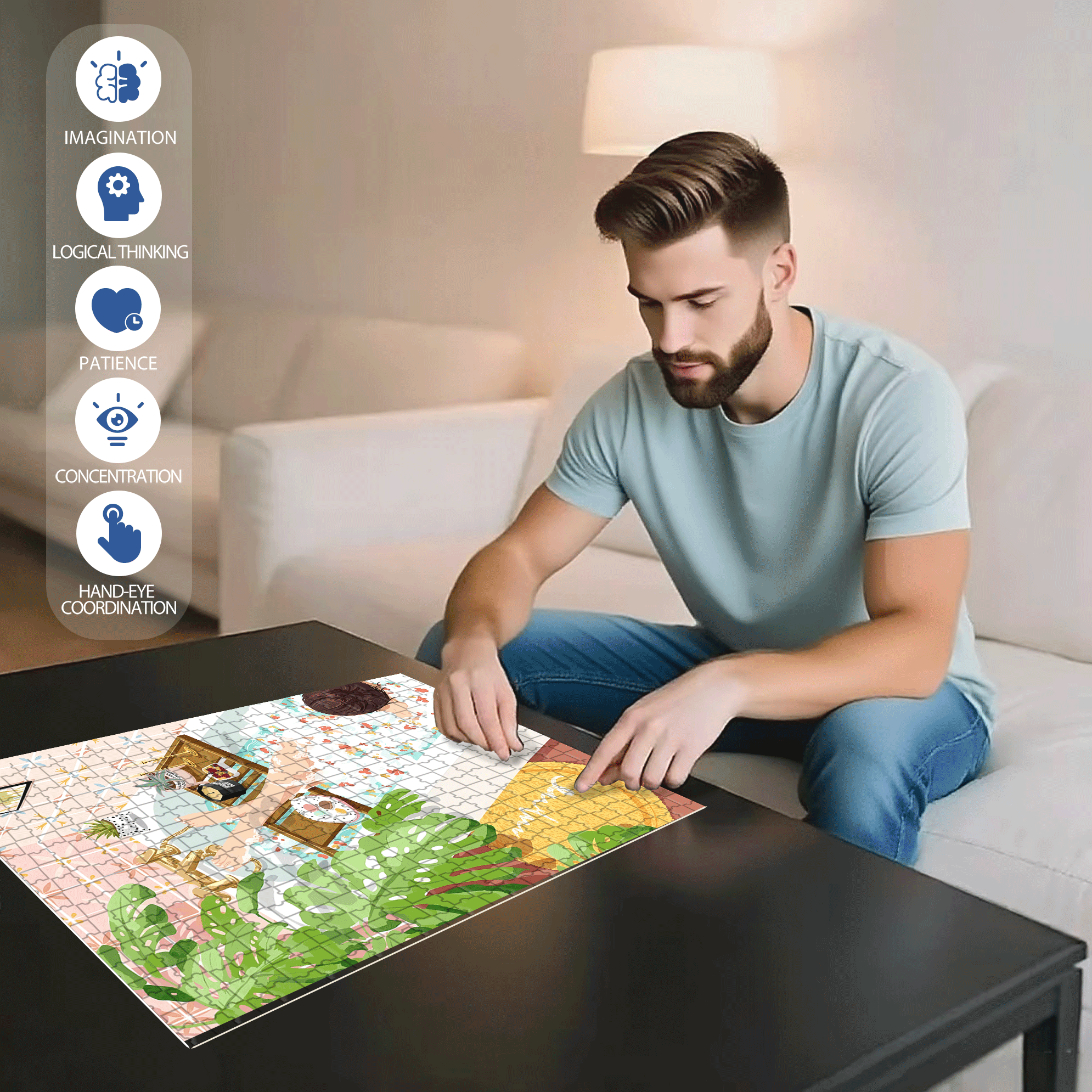 Please Do Not Disturb 500pcs/1000pcs Jigsaw Puzzle, Scratch-Resistant, Interactive Family Game & Brain-Boosting DIY Decor, Perfect for Halloween, Christmas & New Year Gifts, Family Puzzle Game