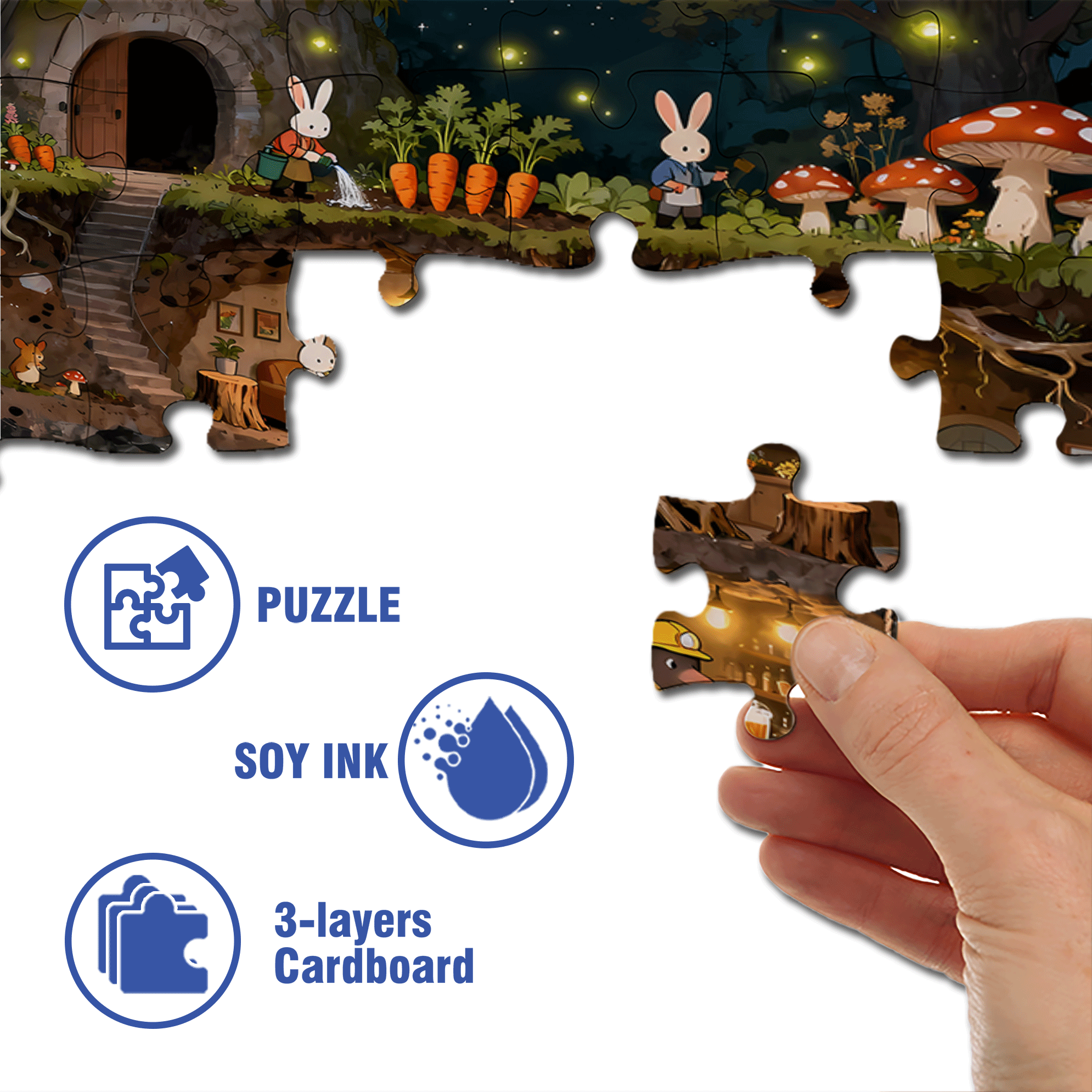 Rabbit City 500pcs/1000pcs Jigsaw Puzzle, Scratch-Resistant, Interactive Family Game & Brain-Boosting DIY Decor, Perfect for Halloween, Christmas & New Year Gifts, Family Puzzle Game
