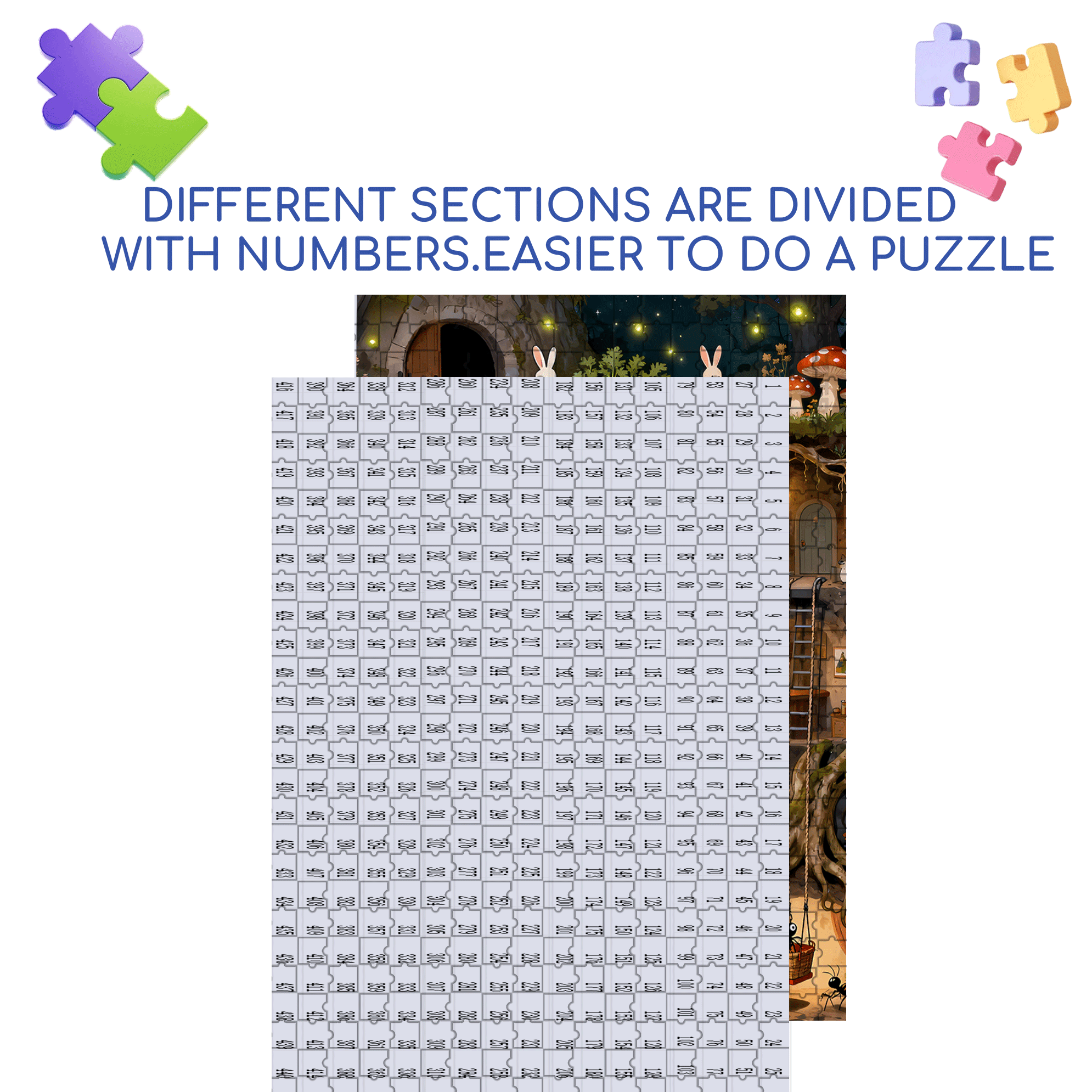 Rabbit City 500pcs/1000pcs Jigsaw Puzzle, Scratch-Resistant, Interactive Family Game & Brain-Boosting DIY Decor, Perfect for Halloween, Christmas & New Year Gifts, Family Puzzle Game