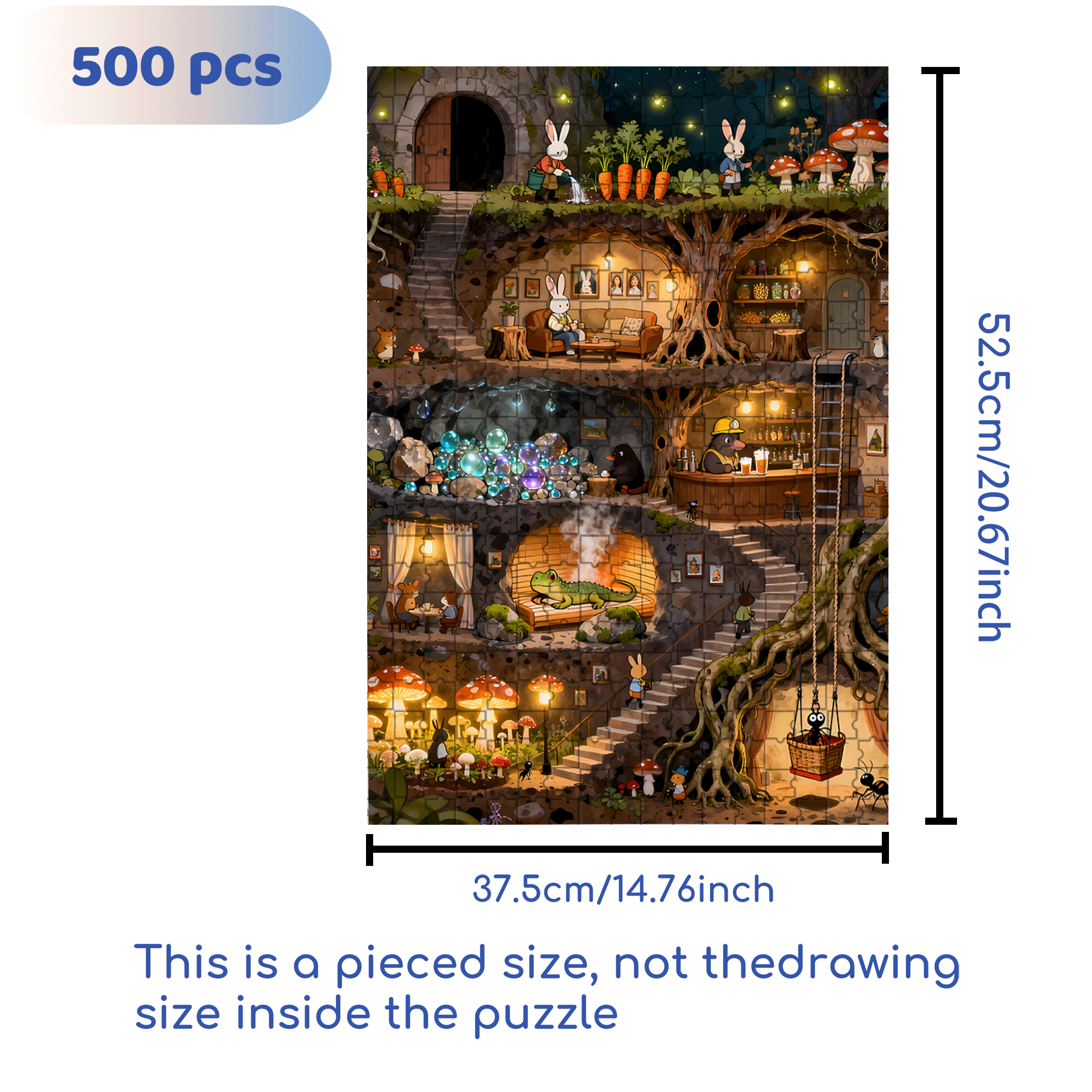Rabbit City 500pcs/1000pcs Jigsaw Puzzle, Scratch-Resistant, Interactive Family Game & Brain-Boosting DIY Decor, Perfect for Halloween, Christmas & New Year Gifts, Family Puzzle Game