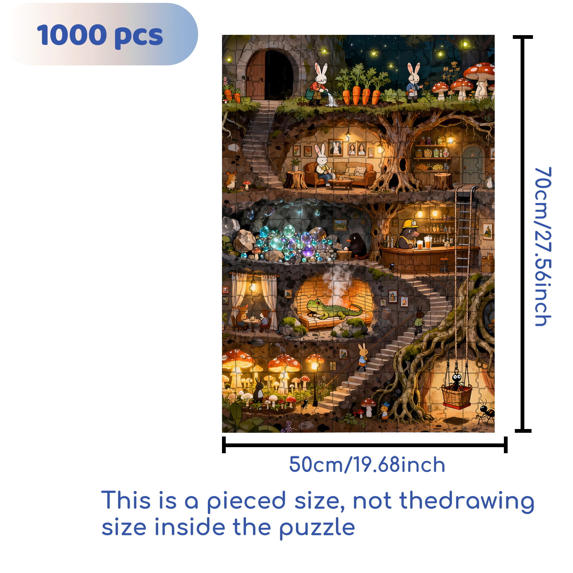 Rabbit City 500pcs/1000pcs Jigsaw Puzzle, Scratch-Resistant, Interactive Family Game & Brain-Boosting DIY Decor, Perfect for Halloween, Christmas & New Year Gifts, Family Puzzle Game