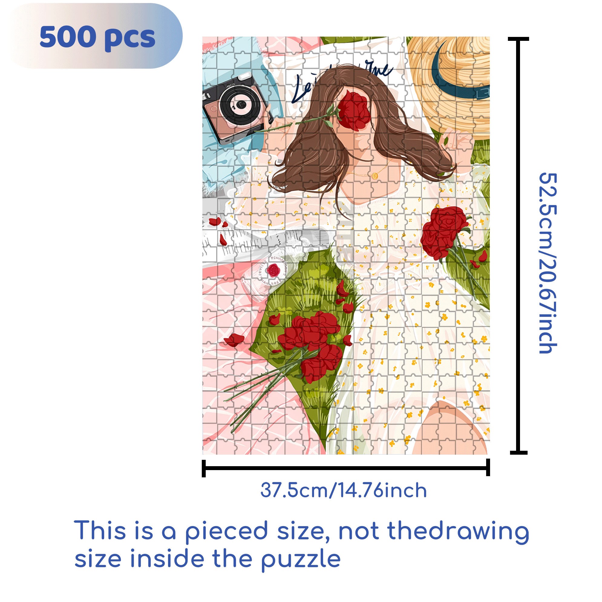 Rose Lover 500pcs/1000pcs Jigsaw Puzzle, Scratch-Resistant, Interactive Family Game & Brain-Boosting DIY Decor, Perfect for Halloween, Christmas & New Year Gifts, Family Puzzle Game
