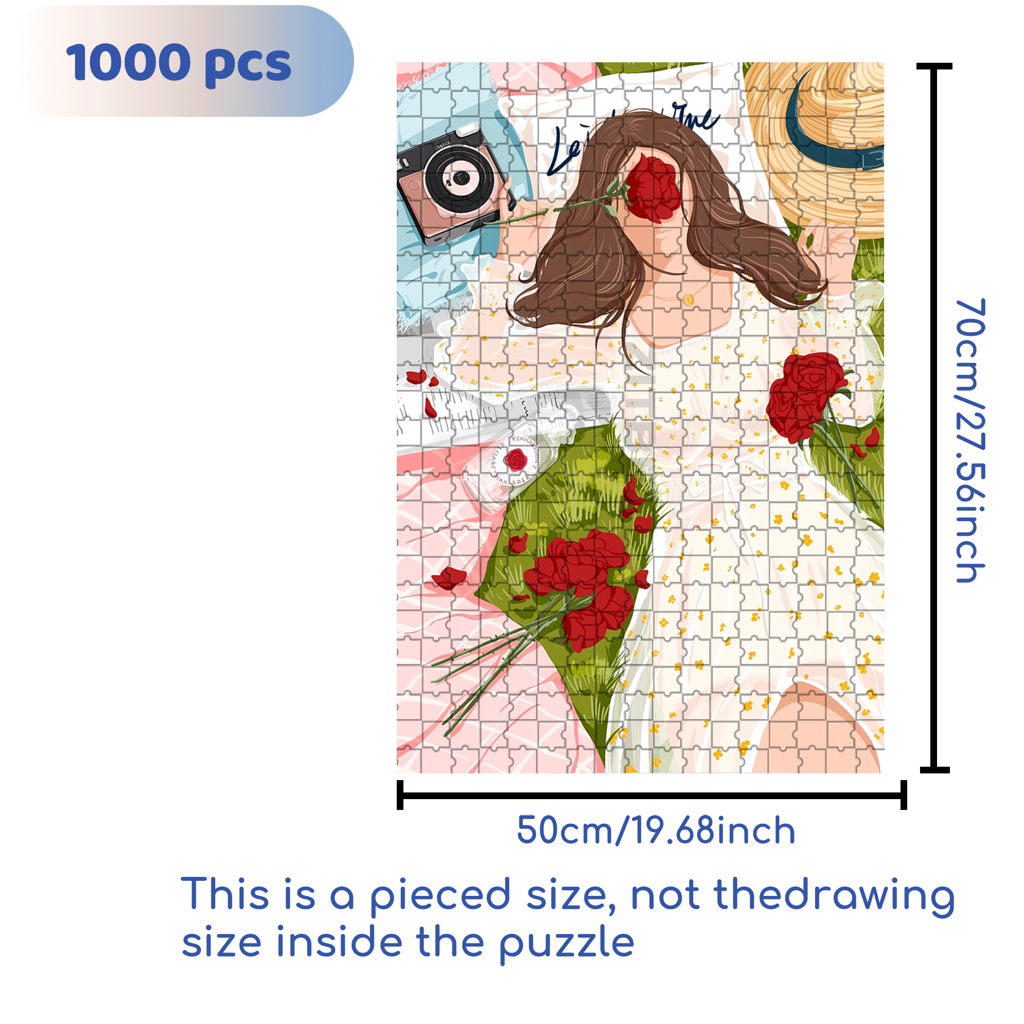 Rose Lover 500pcs/1000pcs Jigsaw Puzzle, Scratch-Resistant, Interactive Family Game & Brain-Boosting DIY Decor, Perfect for Halloween, Christmas & New Year Gifts, Family Puzzle Game