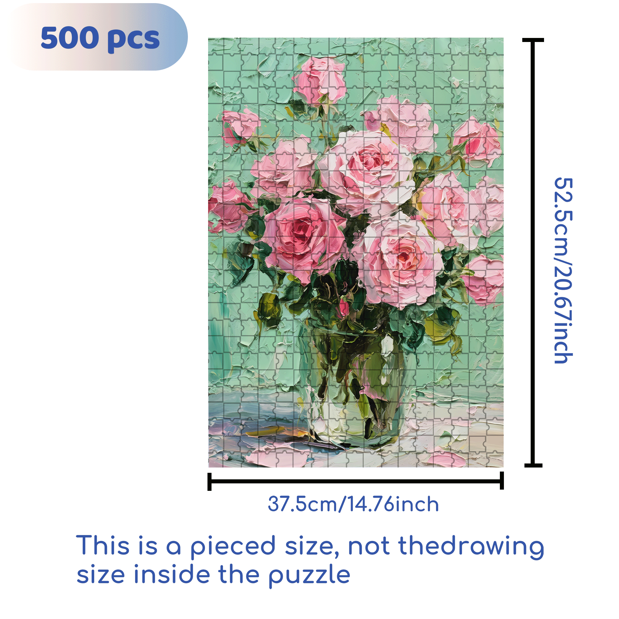 Roses In A Vase 500pcs/1000pcs Jigsaw Puzzle, Scratch-Resistant, Interactive Family Game & Brain-Boosting DIY Decor, Perfect for Halloween, Christmas & New Year Gifts, Family Puzzle Game