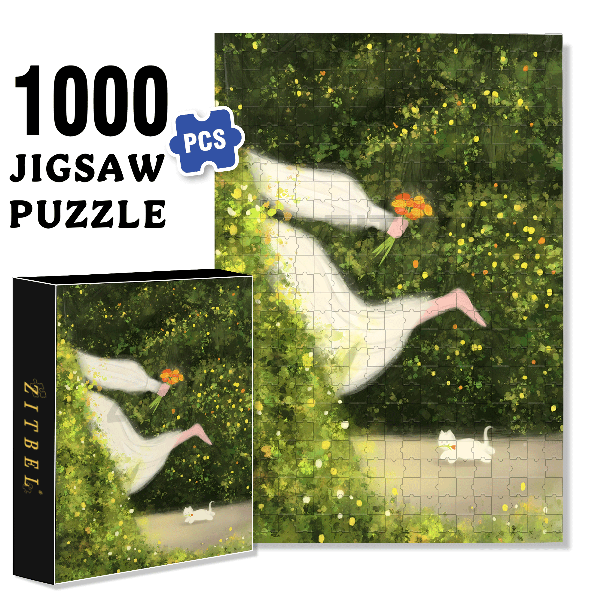 Running Towards Spring 500pcs/1000pcs Jigsaw Puzzle, Scratch-Resistant, Interactive Family Game & Brain-Boosting DIY Decor, Perfect for Halloween, Christmas & New Year Gifts, Family Puzzle Game