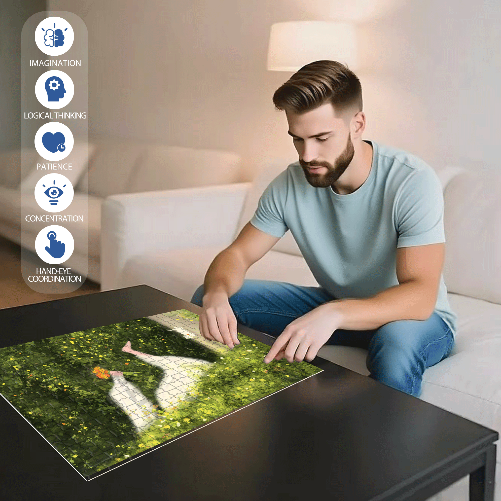 Running Towards Spring 500pcs/1000pcs Jigsaw Puzzle, Scratch-Resistant, Interactive Family Game & Brain-Boosting DIY Decor, Perfect for Halloween, Christmas & New Year Gifts, Family Puzzle Game