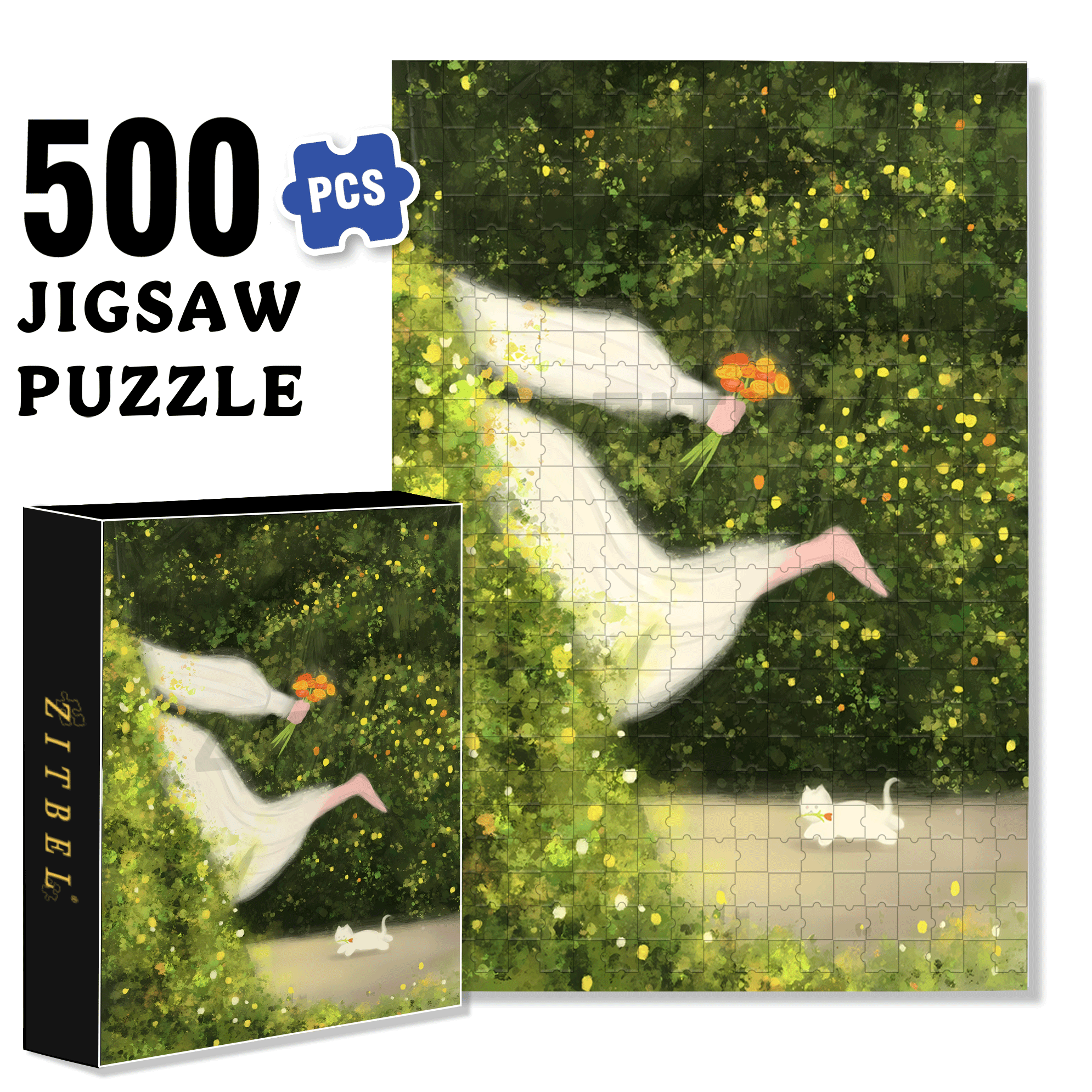Running Towards Spring 500pcs/1000pcs Jigsaw Puzzle, Scratch-Resistant, Interactive Family Game & Brain-Boosting DIY Decor, Perfect for Halloween, Christmas & New Year Gifts, Family Puzzle Game