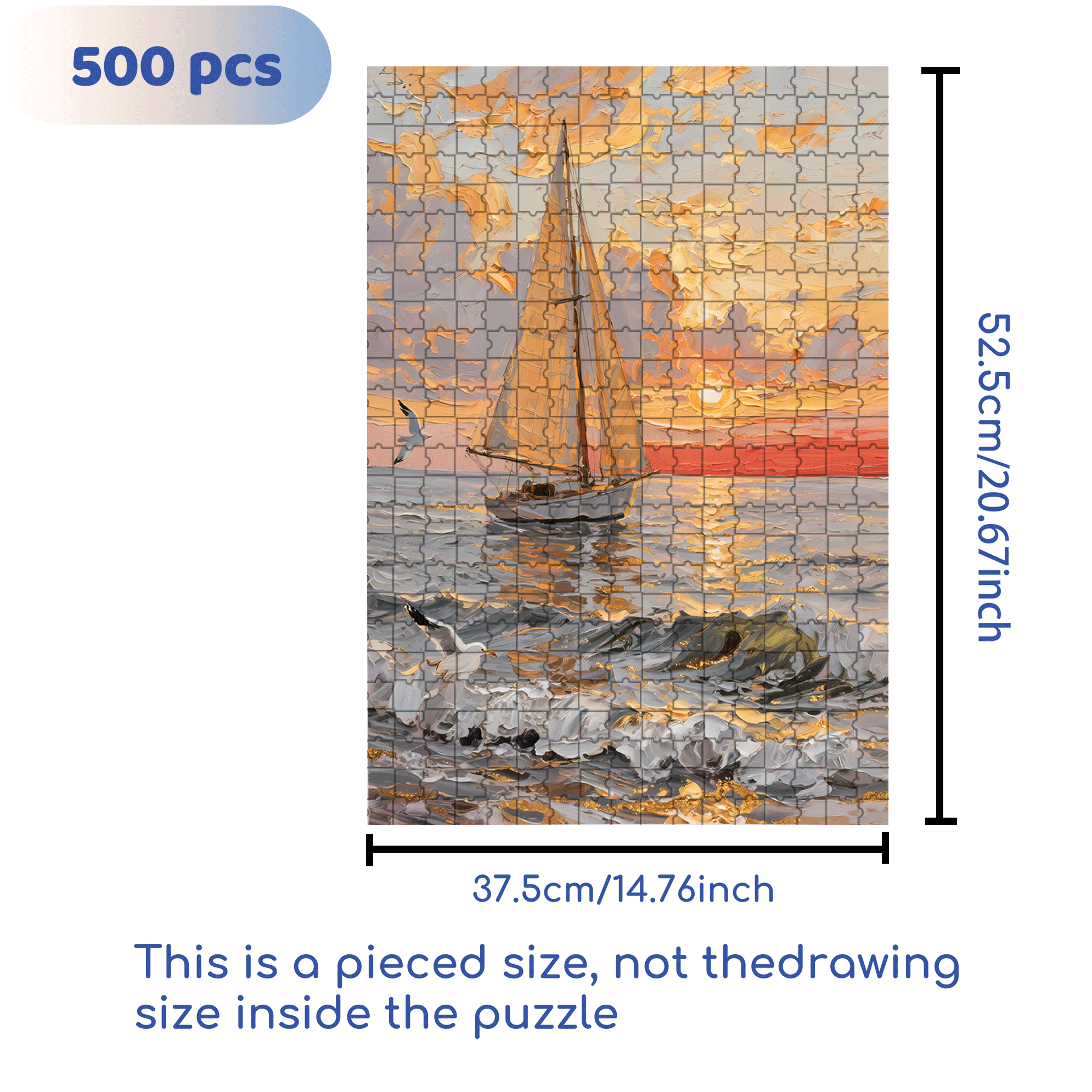 Sailing Adventure 500pcs/1000pcs Jigsaw Puzzle, Scratch-Resistant, Interactive Family Game & Brain-Boosting DIY Decor, Perfect for Halloween, Christmas & New Year Gifts, Family Puzzle Game