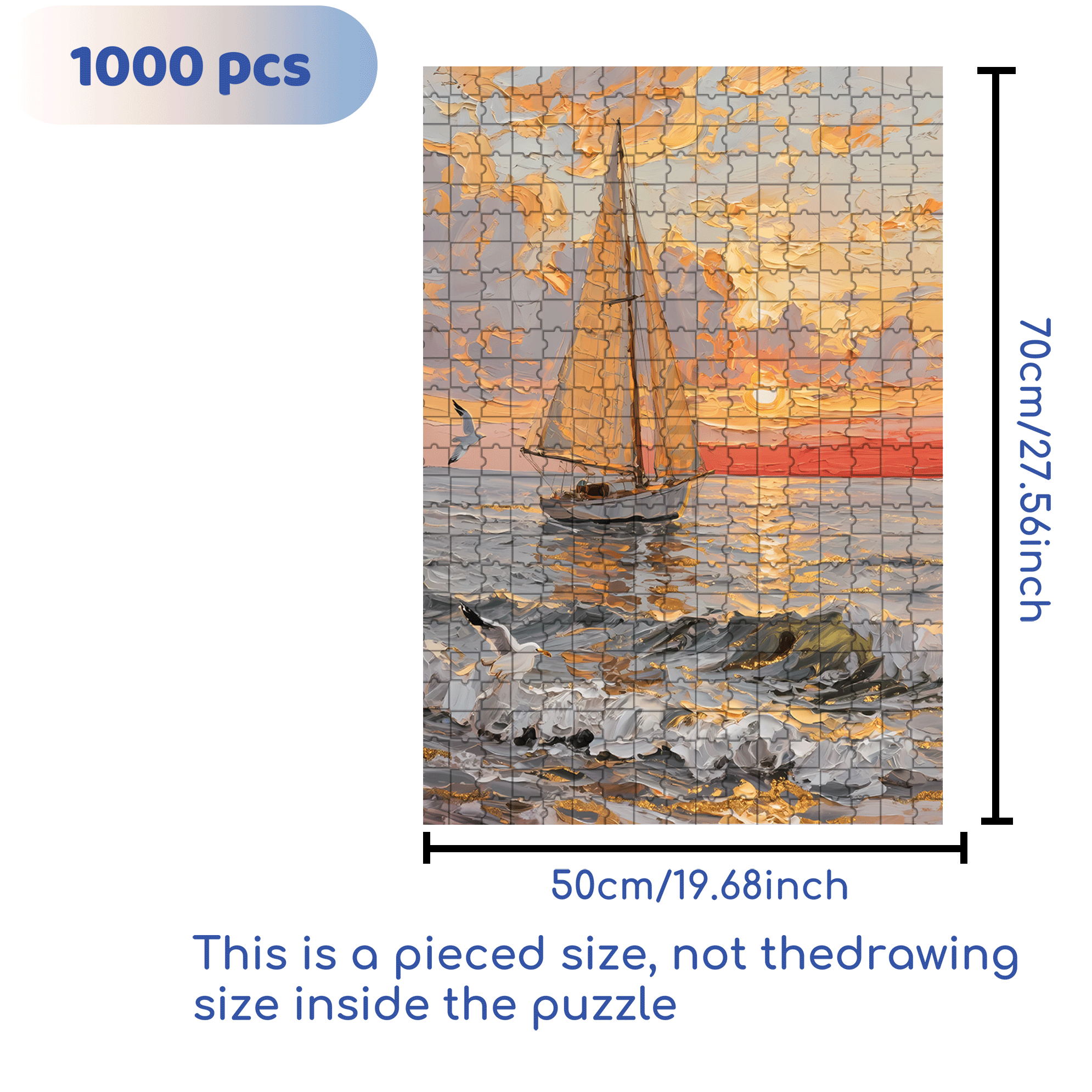 Sailing Adventure 500pcs/1000pcs Jigsaw Puzzle, Scratch-Resistant, Interactive Family Game & Brain-Boosting DIY Decor, Perfect for Halloween, Christmas & New Year Gifts, Family Puzzle Game