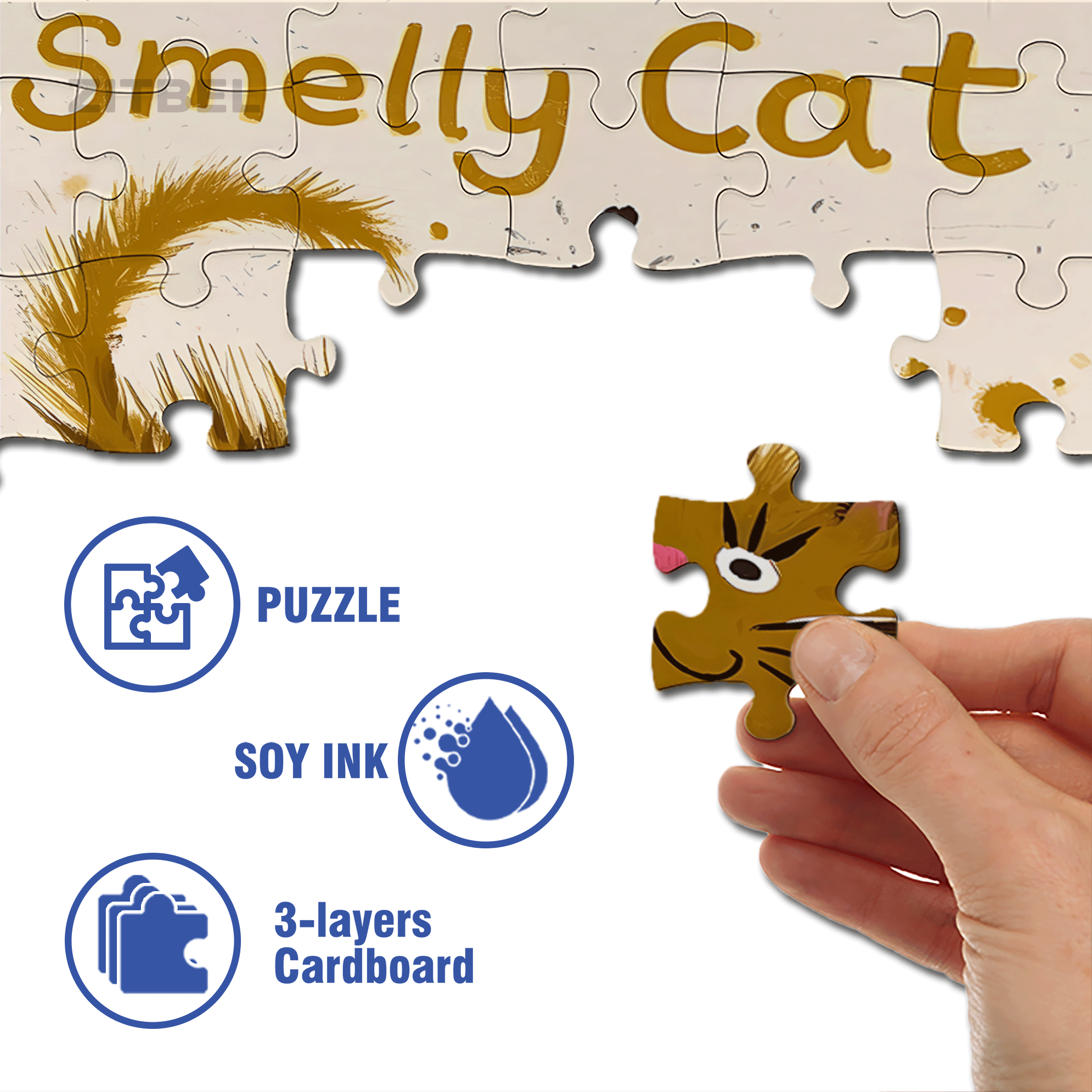 Smelly Cat 500pcs/1000pcs Jigsaw Puzzle, Scratch-Resistant, Interactive Family Game & Brain-Boosting DIY Decor, Perfect for Halloween, Christmas & New Year Gifts, Family Puzzle Game