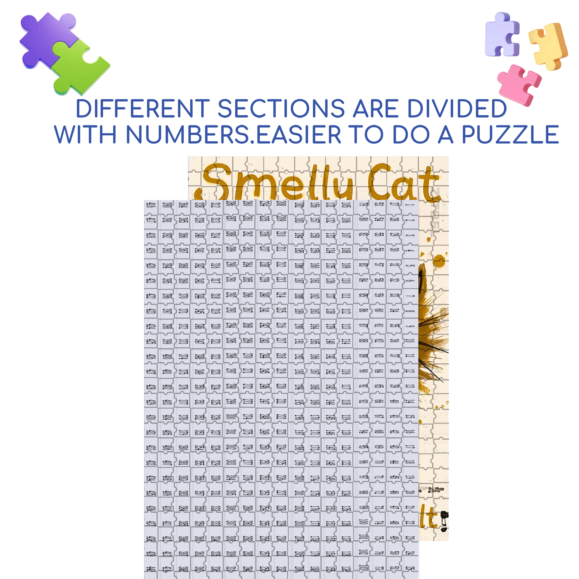 Smelly Cat 500pcs/1000pcs Jigsaw Puzzle, Scratch-Resistant, Interactive Family Game & Brain-Boosting DIY Decor, Perfect for Halloween, Christmas & New Year Gifts, Family Puzzle Game