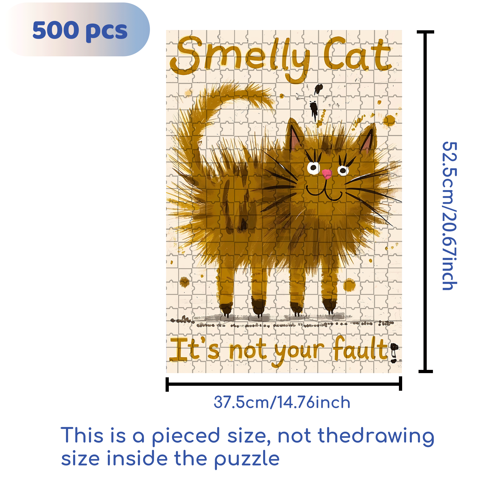 Smelly Cat 500pcs/1000pcs Jigsaw Puzzle, Scratch-Resistant, Interactive Family Game & Brain-Boosting DIY Decor, Perfect for Halloween, Christmas & New Year Gifts, Family Puzzle Game