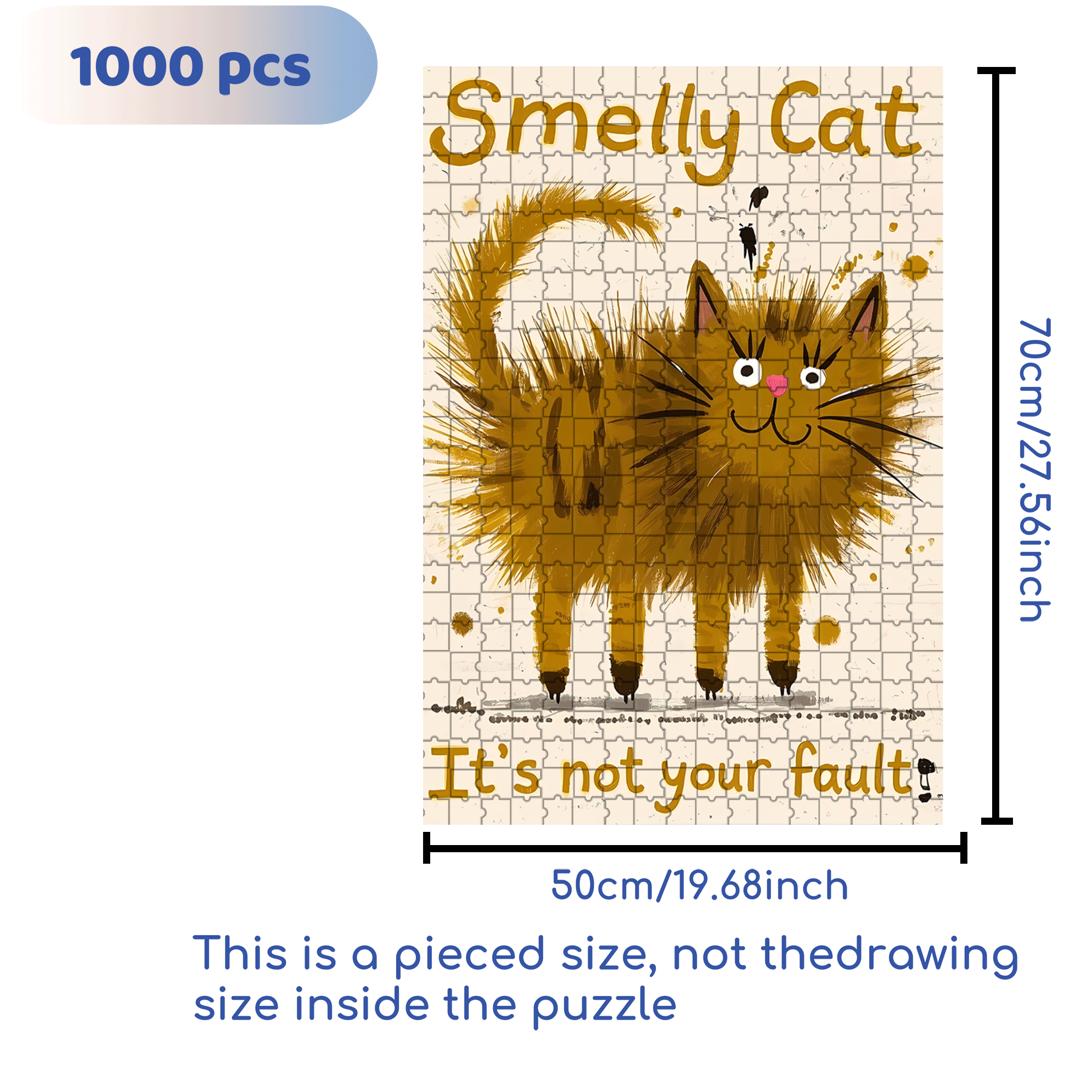 Smelly Cat 500pcs/1000pcs Jigsaw Puzzle, Scratch-Resistant, Interactive Family Game & Brain-Boosting DIY Decor, Perfect for Halloween, Christmas & New Year Gifts, Family Puzzle Game