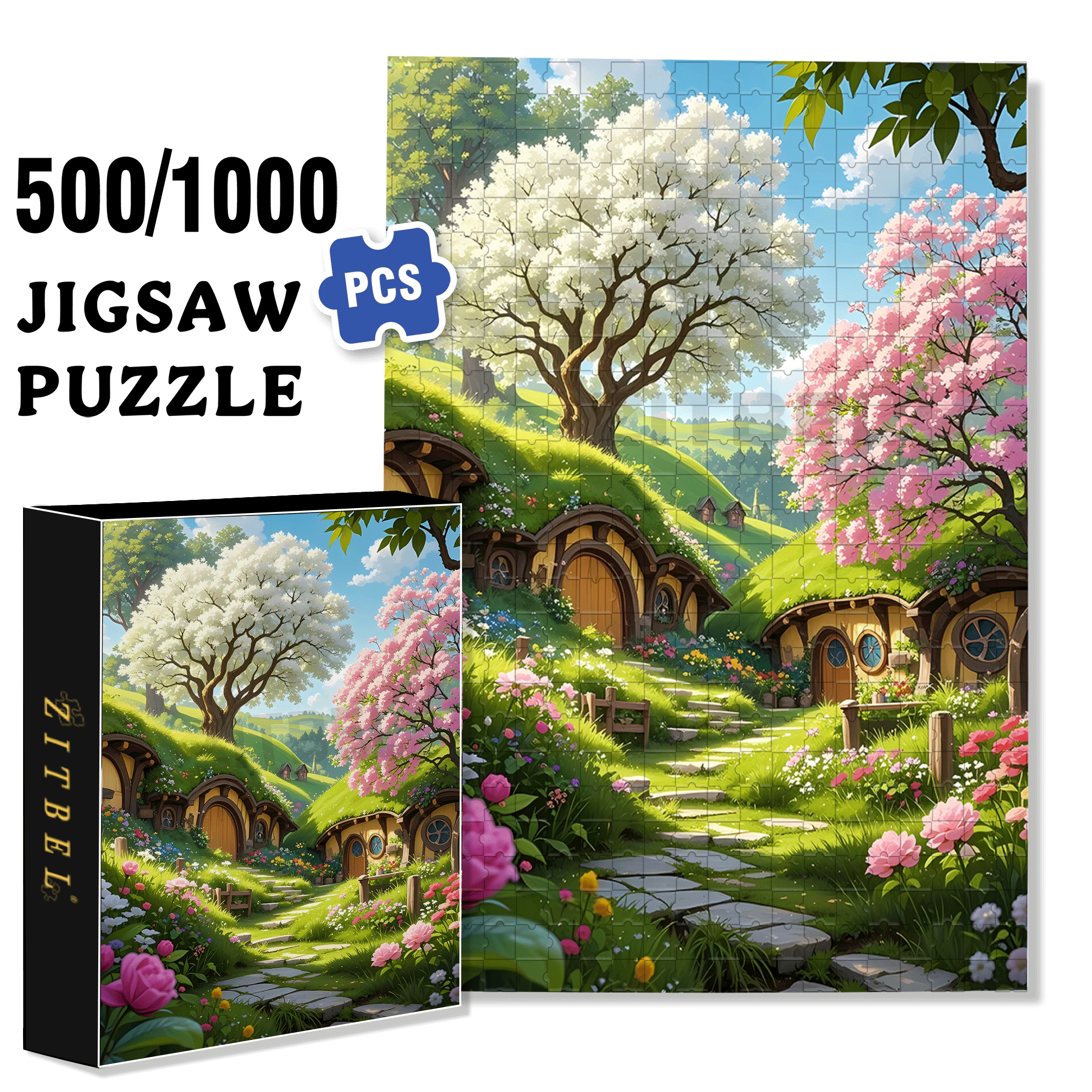 Southern Town 500pcs/1000pcs Jigsaw Puzzle, Scratch-Resistant, Interactive Family Game & Brain-Boosting DIY Decor, Perfect for Halloween, Christmas & New Year Gifts, Family Puzzle Game