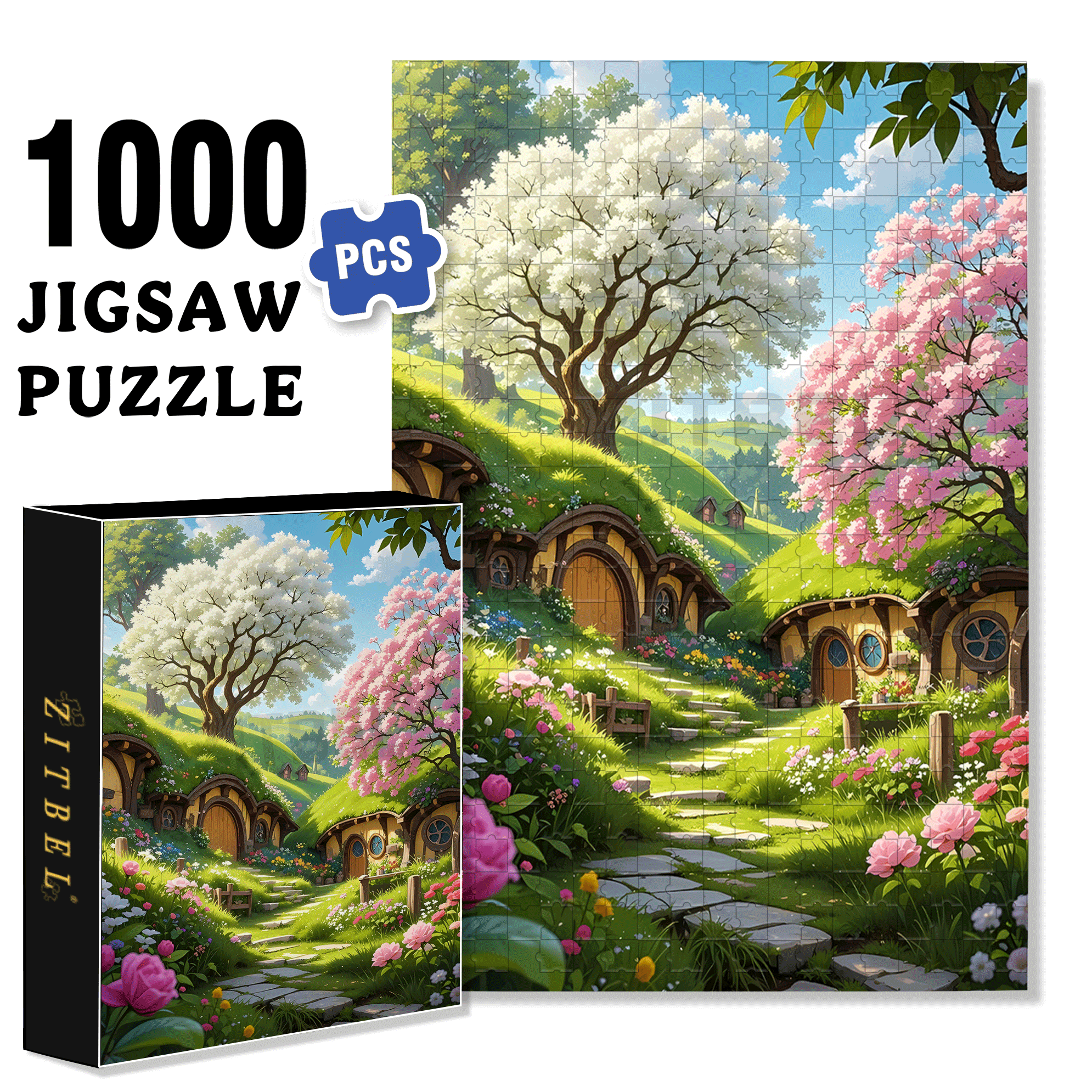 Southern Town 500pcs/1000pcs Jigsaw Puzzle, Scratch-Resistant, Interactive Family Game & Brain-Boosting DIY Decor, Perfect for Halloween, Christmas & New Year Gifts, Family Puzzle Game