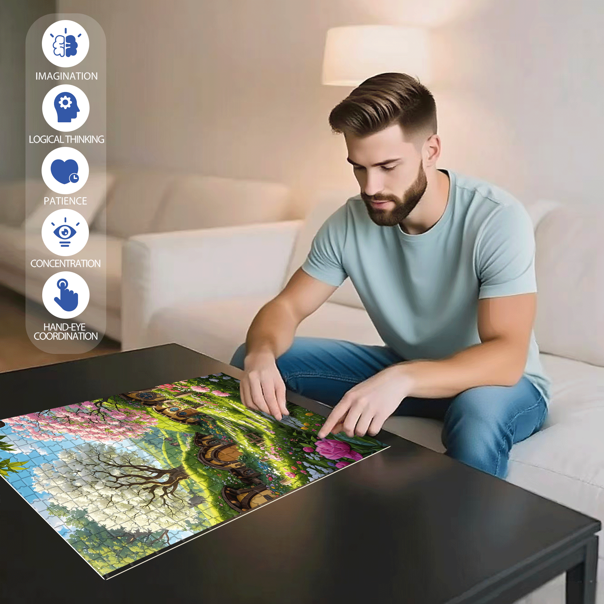Southern Town 500pcs/1000pcs Jigsaw Puzzle, Scratch-Resistant, Interactive Family Game & Brain-Boosting DIY Decor, Perfect for Halloween, Christmas & New Year Gifts, Family Puzzle Game