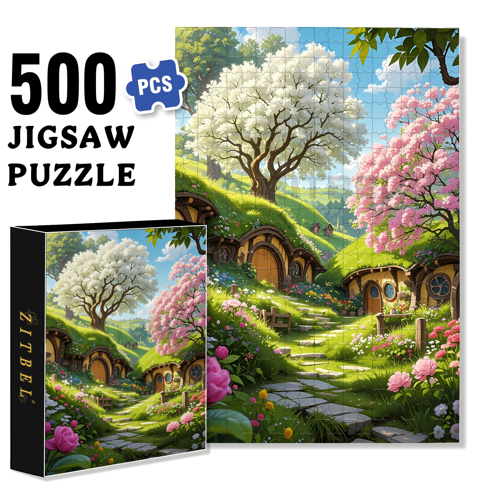 Southern Town 500pcs/1000pcs Jigsaw Puzzle, Scratch-Resistant, Interactive Family Game & Brain-Boosting DIY Decor, Perfect for Halloween, Christmas & New Year Gifts, Family Puzzle Game