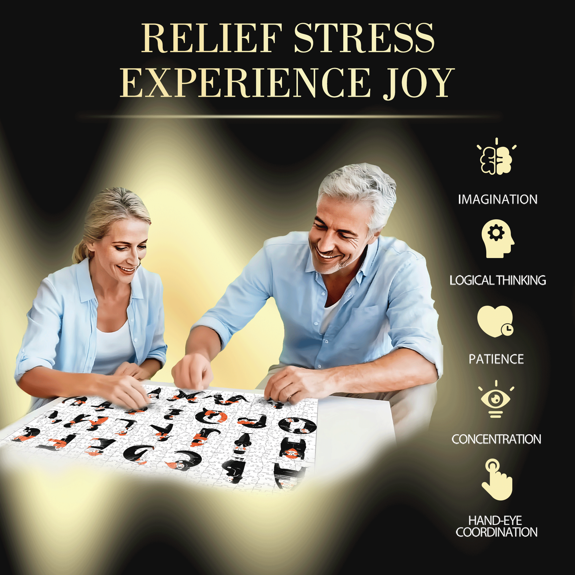 26 Letters 500pcs/1000pcs Jigsaw Puzzle, Scratch-Resistant, Interactive Family Game & Brain-Boosting DIY Decor, Perfect for Halloween, Christmas & New Year Gifts, Family Puzzle Game