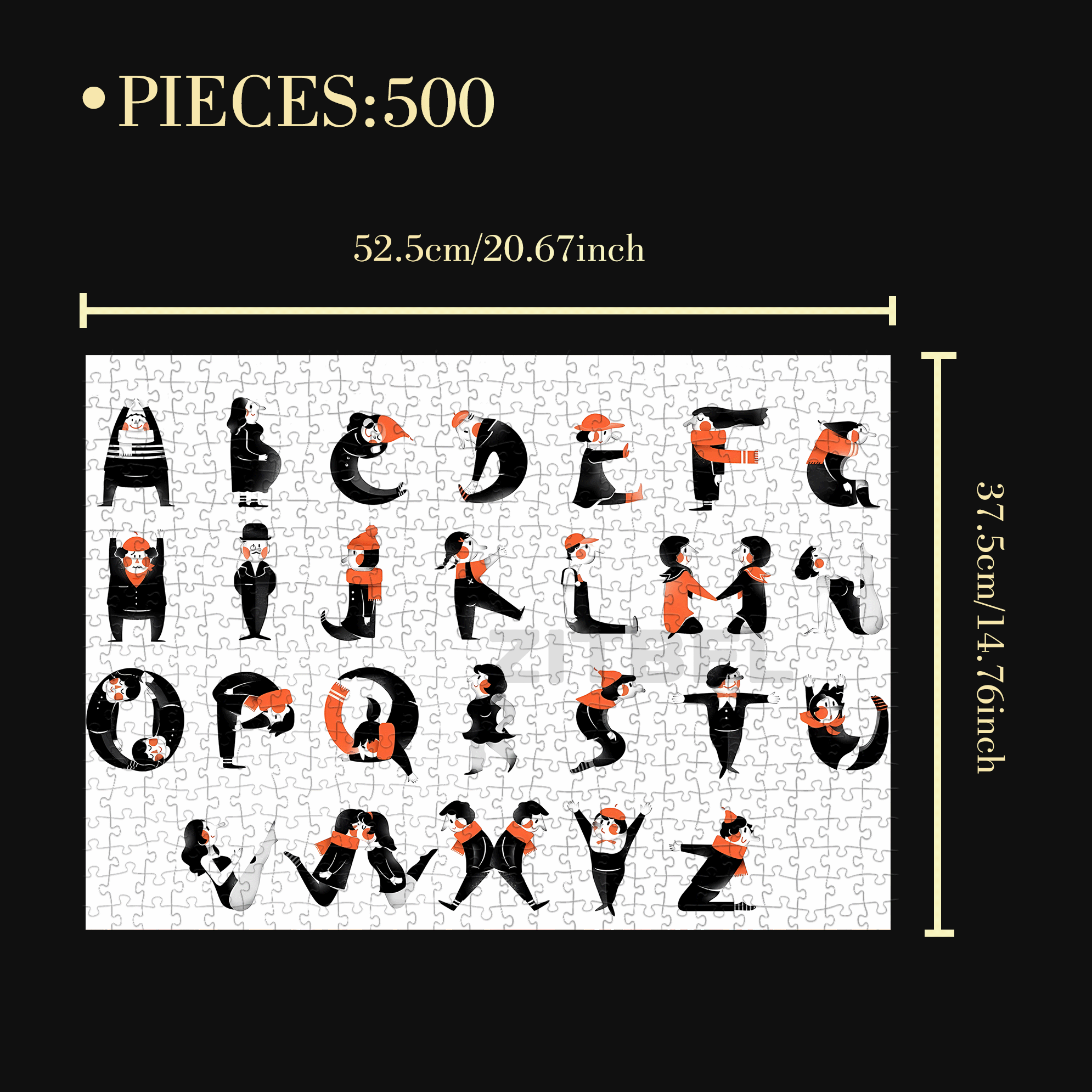 26 Letters 500pcs/1000pcs Jigsaw Puzzle, Scratch-Resistant, Interactive Family Game & Brain-Boosting DIY Decor, Perfect for Halloween, Christmas & New Year Gifts, Family Puzzle Game