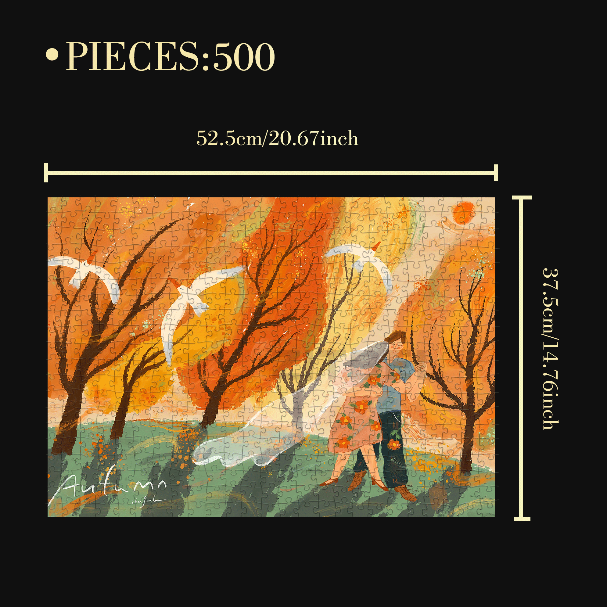 A Single Falling Leaf Signals The Arrival Of Autumn 500pcs/1000pcs Jigsaw Puzzle, Scratch-Resistant, Interactive Family Game & Brain-Boosting DIY Decor, Perfect for Halloween, Christmas & New Year Gifts, Family Puzzle Game